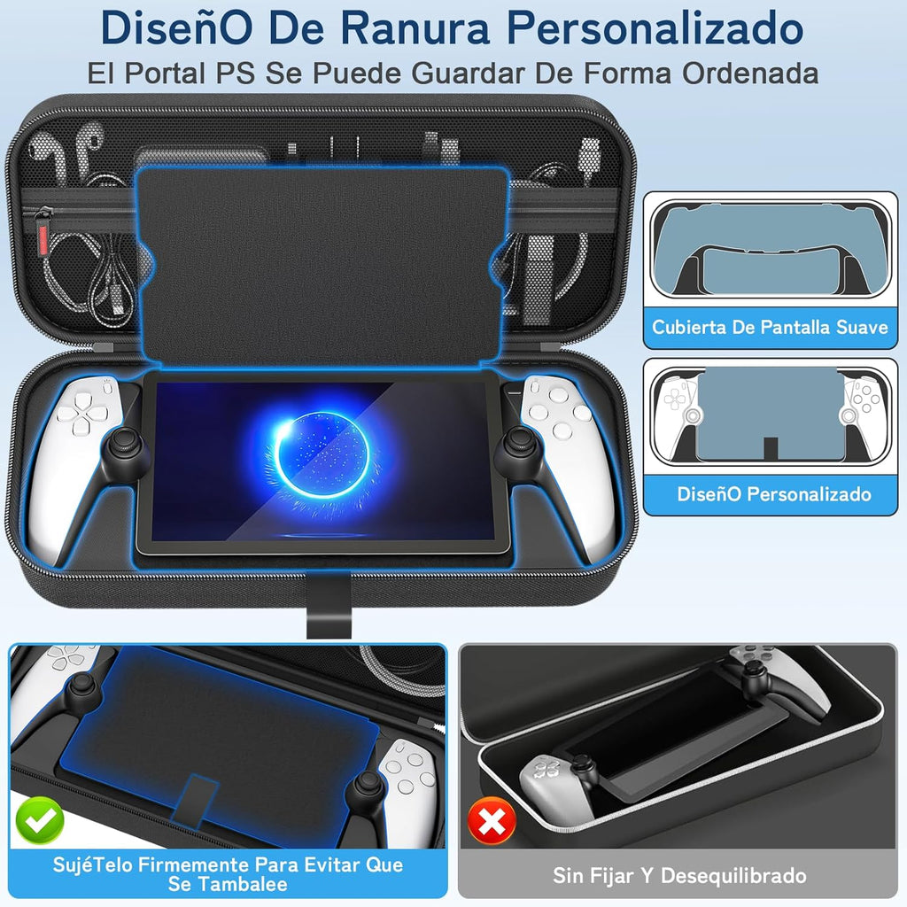 daydayup Funda de Transporte Compatible con PlayStation Portal Remote Player, Funda para PlayStation Portal con Bolsillo con Cremallera, Bolsa de Mano de Juegos para PS Portal (Negro)