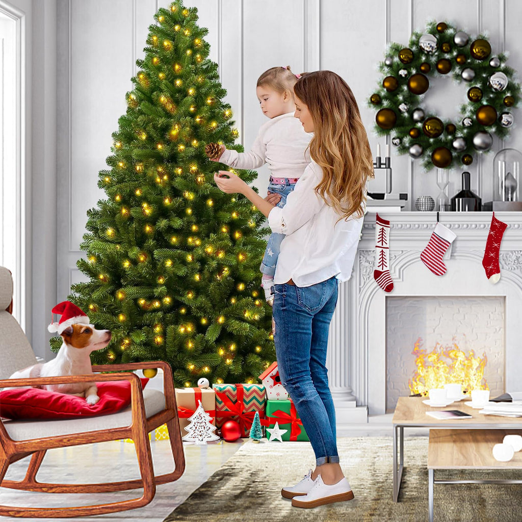 Árbol de Navidad de 180 cm - Abeto artificial robusto - Hojas, ligero y fácil de montar - Árbol de Navidad exuberante con base de metal y 800 piñones decorativos 