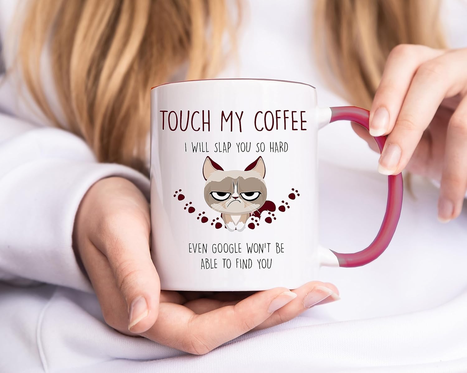 Caneca de gato | Touch My Coffee | Presentes para mãe | Presentes de aniversário para mulheres | Caneca de café para gatos | Canecas sarcásticas grosseiras | Canecas de gato para mulheres e homens |