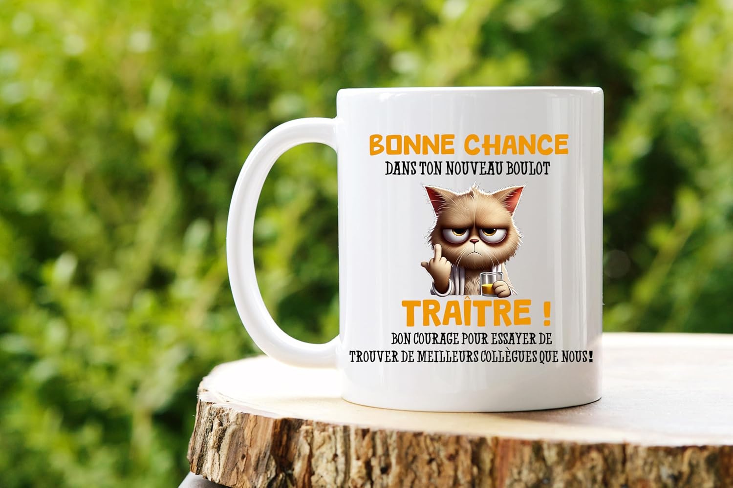 Jungle Mug Caneca do colega | presente divertido de início para colega | Boa sorte traidor! Caneca de humor preta | Caneca de presente para escritório, compatível com máquina de lavar louça e
