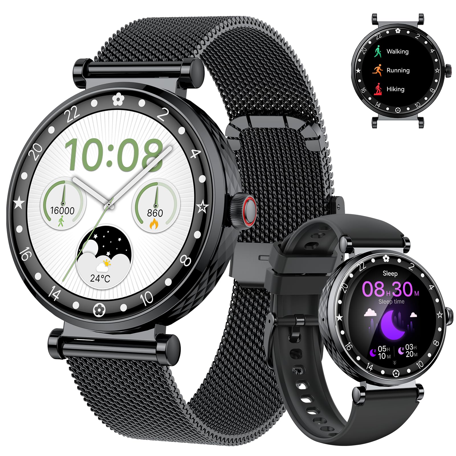 Smart Watch Women, 2025 New Smartwatch Woman with Calls, Smart Watch Menstrual Cycle/Sleep Monitor/SpO2/Pedometer/110+ Sports Modes, IP68 Waterproof Sports Watch for Android iOS