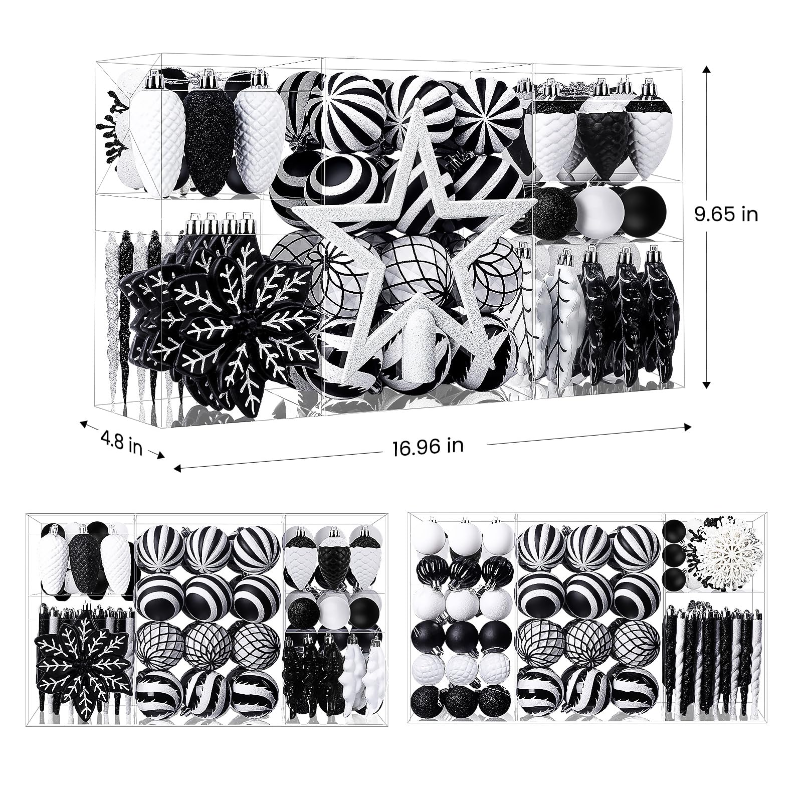 SHareconn 2025 New Set of 106 Christmas Ornaments, Shatterproof Plastic Decorative Ornaments for Christmas Tree Decoration, Ruby Red and Gold