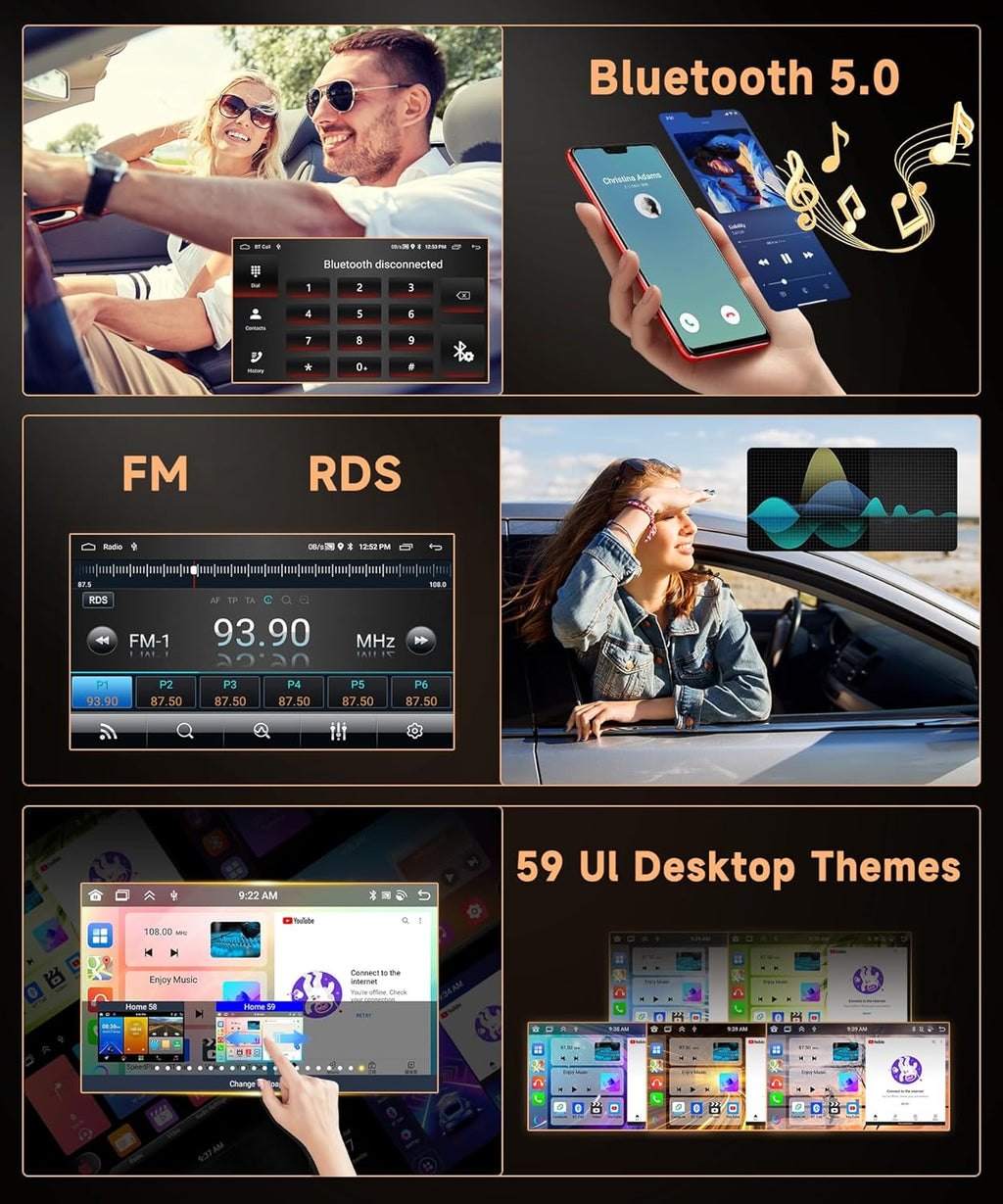 6G+128G 8 Core Wireless Carplay Android Car Radio for Toyota RAV4 2001-2006 9 Inch Screen Car Radio with Android Auto Navi GPS WiFi Mirror Link Bluetooth FM/RDS/DSP/SWC Rear Camera