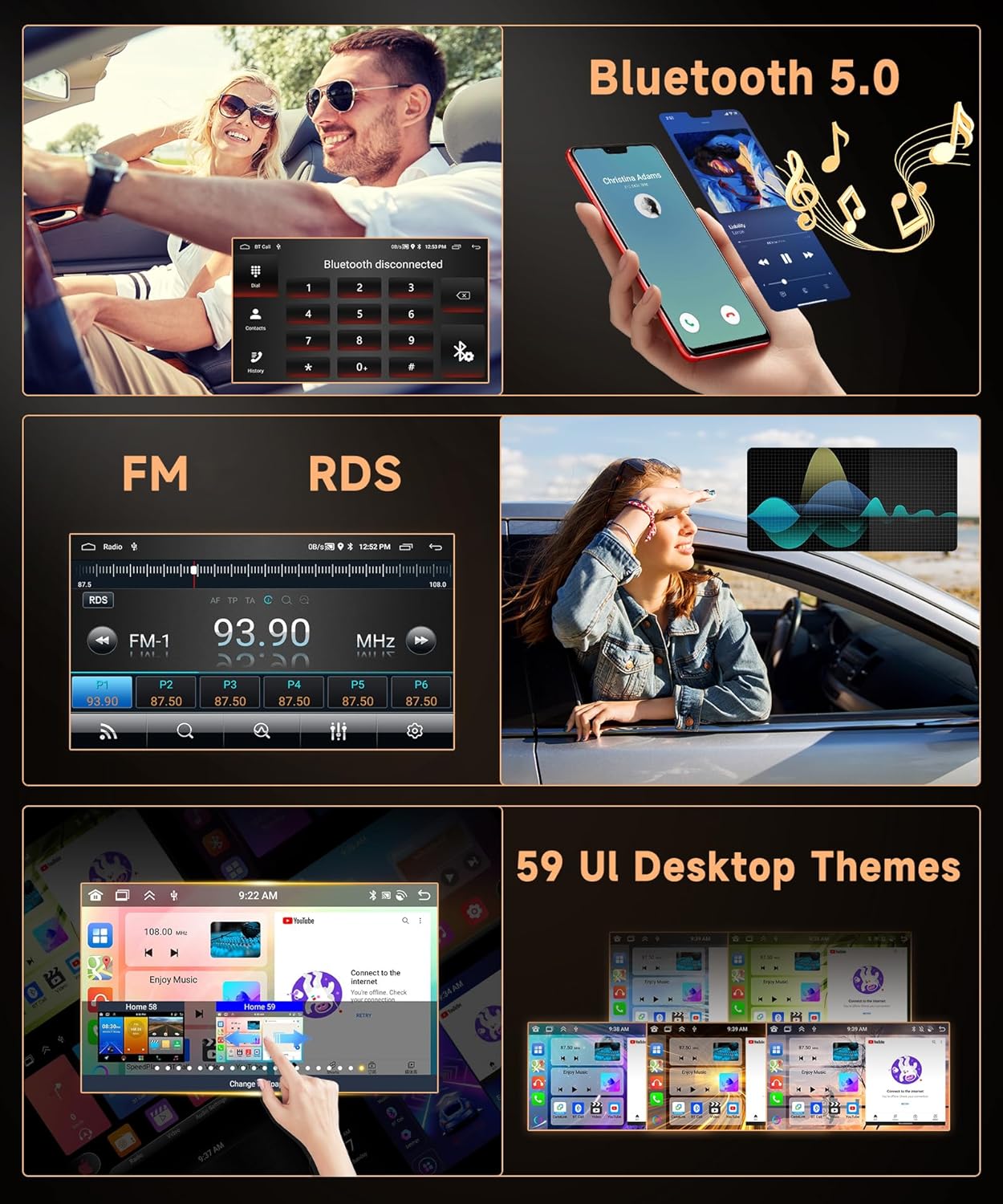 6G+128G 8 Core Wireless Carplay Android Car Radio for Toyota RAV4 2001-2006 9 Inch Screen Car Radio with Android Auto Navi GPS WiFi Mirror Link Bluetooth FM/RDS/DSP/SWC Rear Camera