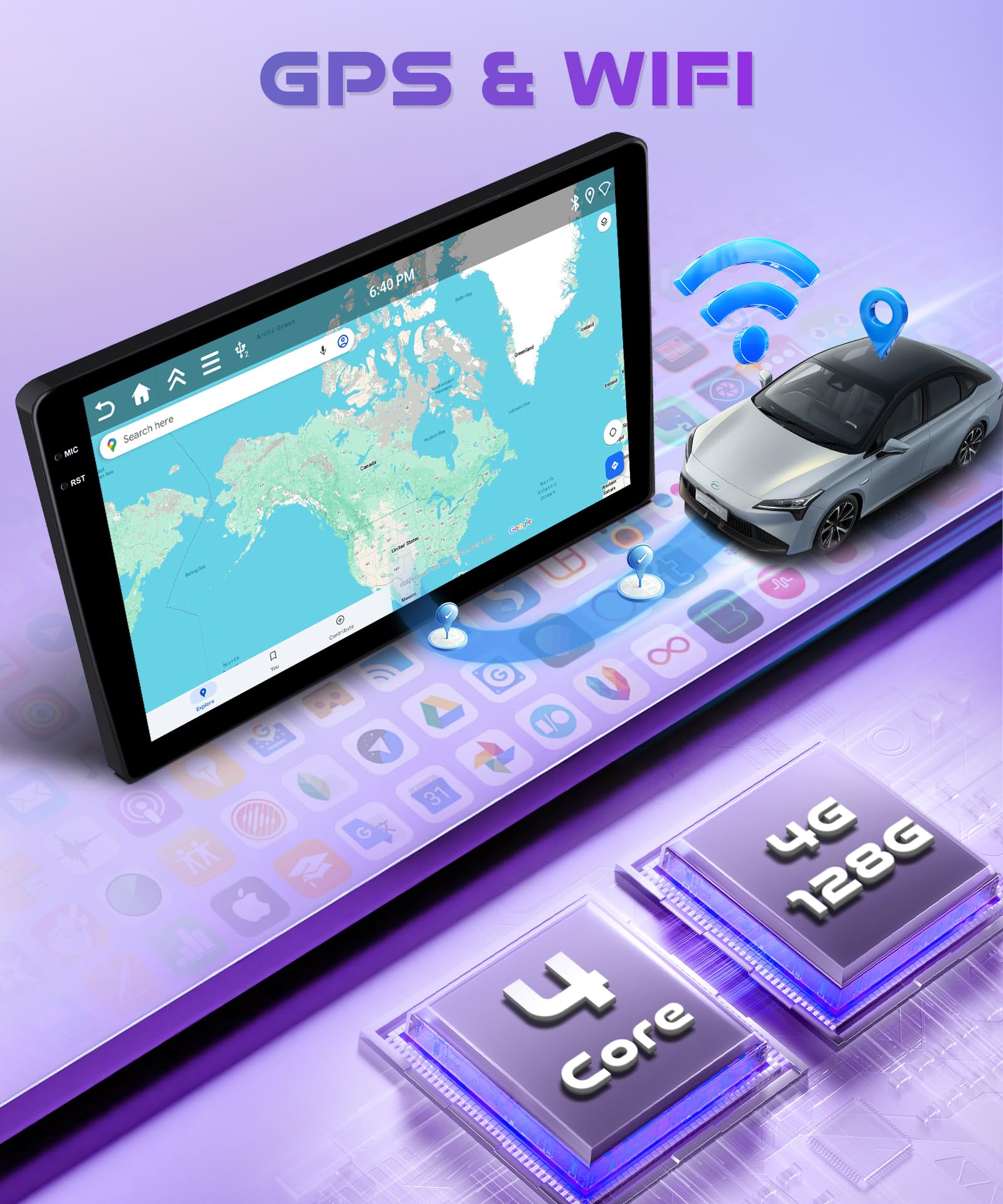 2G+64G Wireless Carplay Android Car Radio for Mercedes Benz R Class W251 R280 R300 R320 R350 R63 2005-2017 9 Inch Radio with Android Auto Navi GPS WiFi Bluetooth FM/RDS/SWC Rear Camera