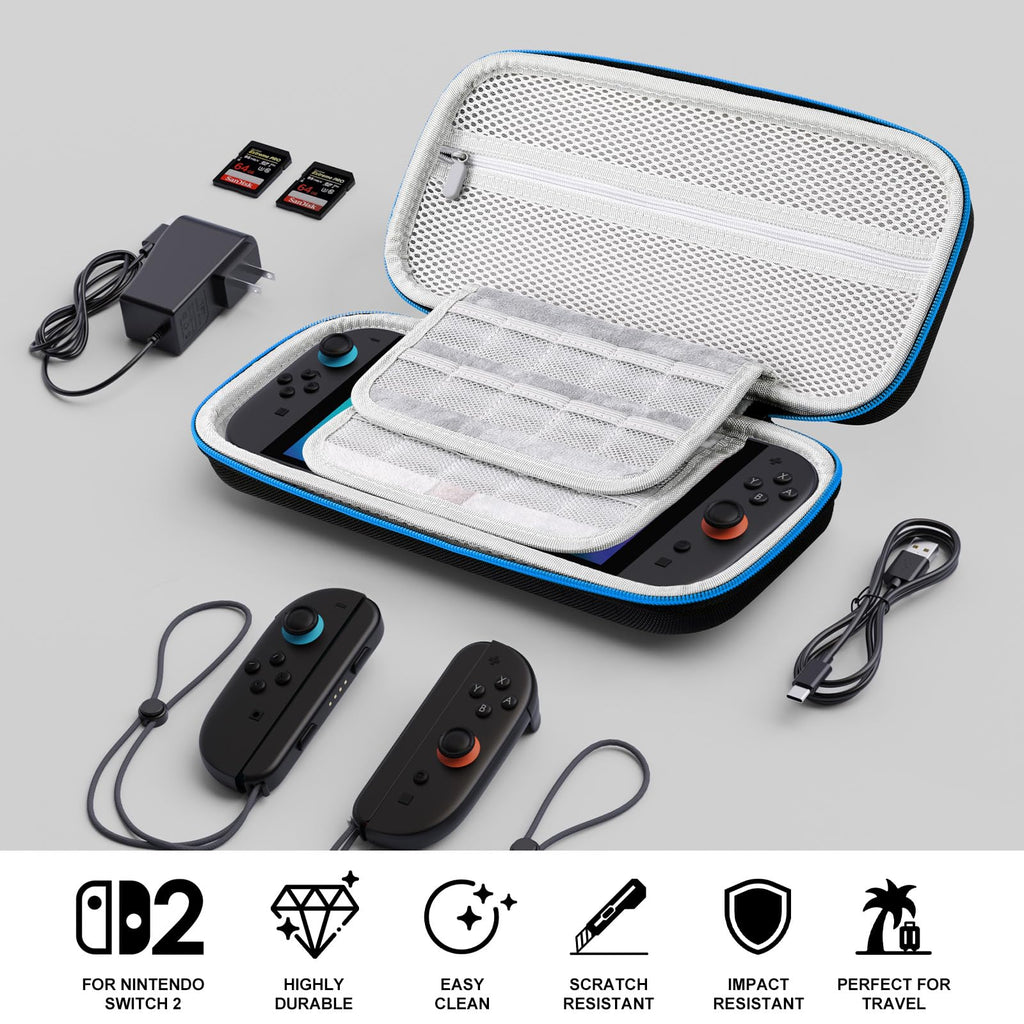 Lmcpa Funda para Consola Nintendo Switch 2 2025, Bolsa de Viaje con 20 Cartuchos de Juego, Estuche Rígido Portátil Protector para Consola 2025 Nintendo Switch 2 Accesorios,