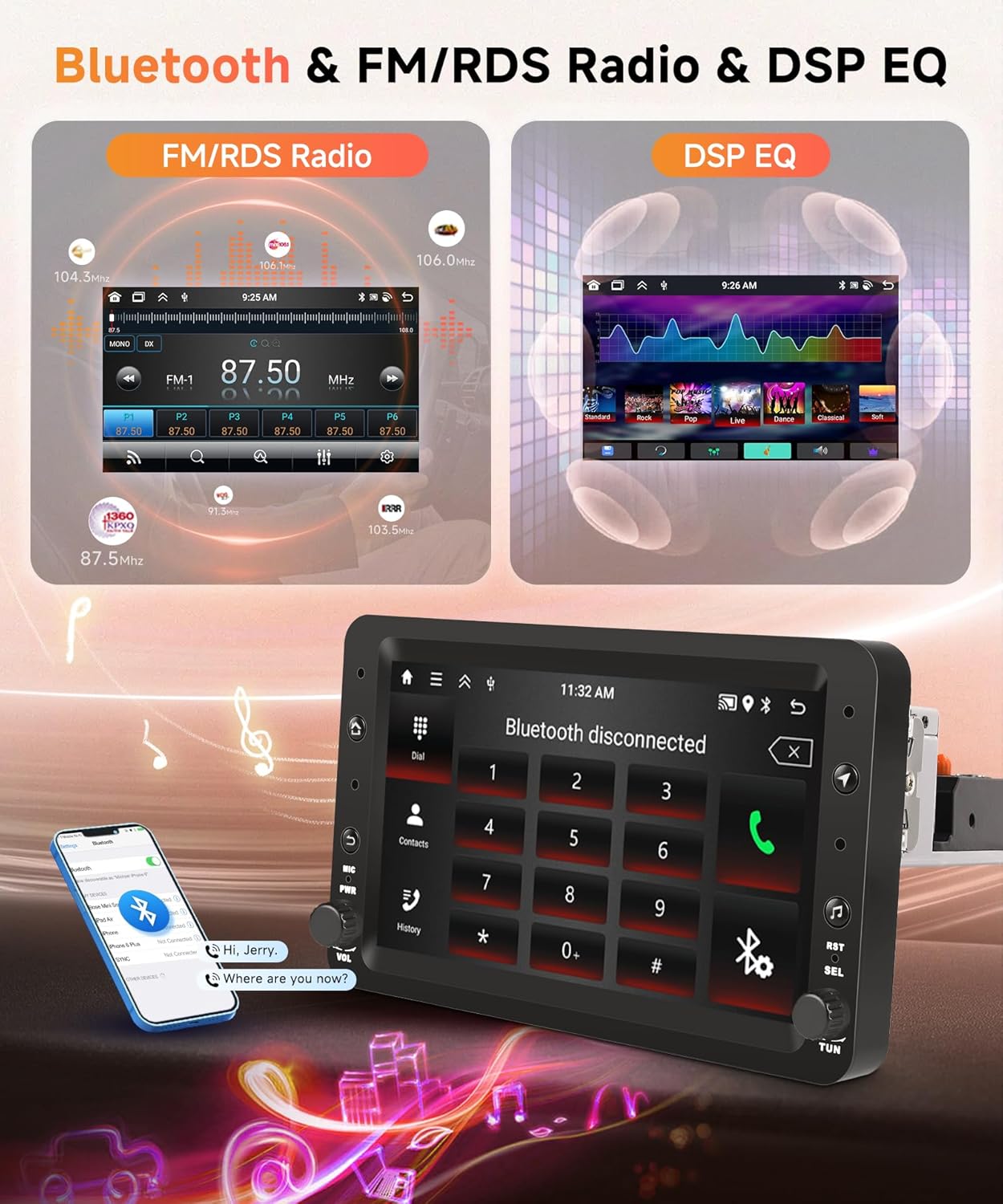 8Core 4G+64G Wireless Carplay Android Car Radio for Alfa Romeo 159 2004-2011 Brera Spider Sportwagon 7 Inch Car Radio with Android Auto GPS Navi WiFi Bluetooth FM/RDS DSP/SWC Rear Camera