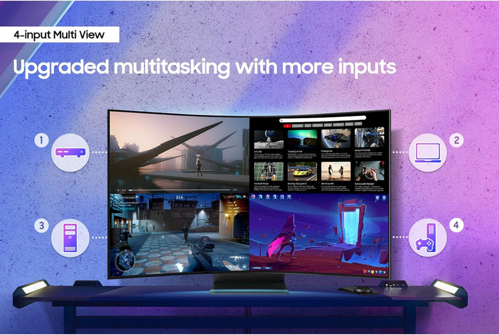 Samsung 55" Odyssey Ark 2nd Gen 4K UHD 1000R Curved Gaming Monitor, 165Hz, 1ms, 4 Input Multi View, Quantum Mini-LED, AMD FreeSync Premium Pro, HDR 10+, Height Adjustable Screen, LS55CG970NNXGO