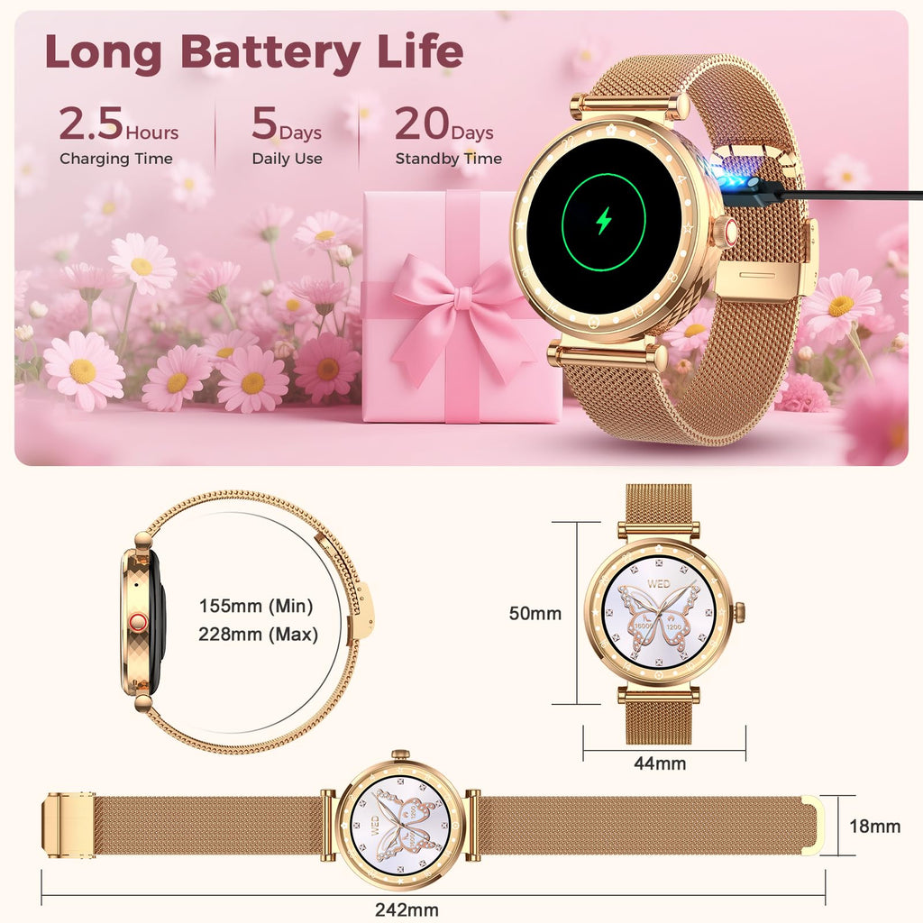 Smart Watch Women, 2025 New Smartwatch Woman with Calls, Smart Watch Menstrual Cycle/Sleep Monitor/SpO2/Pedometer/110+ Sports Modes, IP68 Waterproof Sports Watch for Android iOS