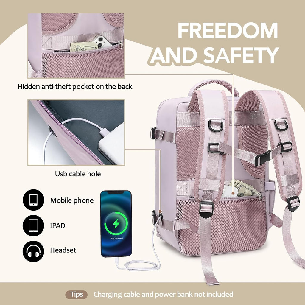 Mochila Viaje Cabina Avion 40x30x20 Mochila Viaje para Ryanair Equipaje de Mano con Bolsa Antirrobo Bolsillo de Botellas para Viaje Corto