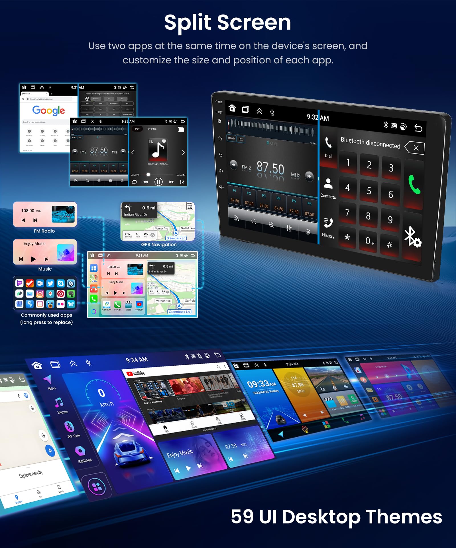 4G+64G Wireless Carplay Android 13 Car Radio 2 DIN for Toyota AURIS 2006-2011 10.1 Inch Car Radio with Android Auto GPS Navi WiFi Mirror Link Bluetooth FM/RDS/32 EQ/SWC Rear Camera