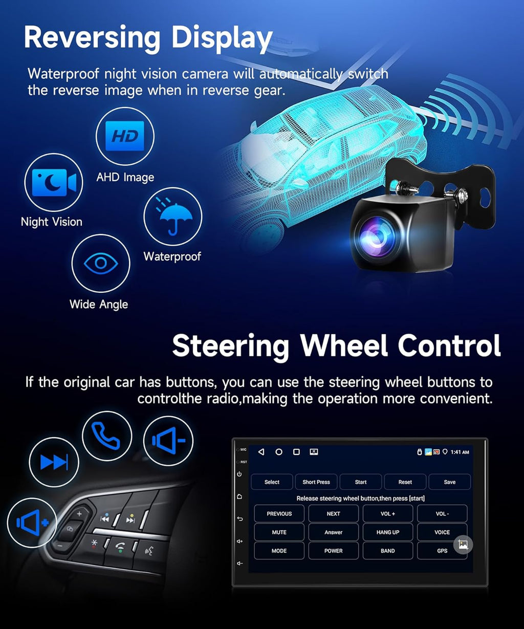 4G+64G Wireless Carplay Android 13 Car Radio 2 DIN with Android Auto GPS Navi WiFi 7 Inch Touchscreen Car Radio with Mirror Link Bluetooth FM/RDS/32EQ/AI DSP/Dab/OBD/DVR/SWC Rear Camera