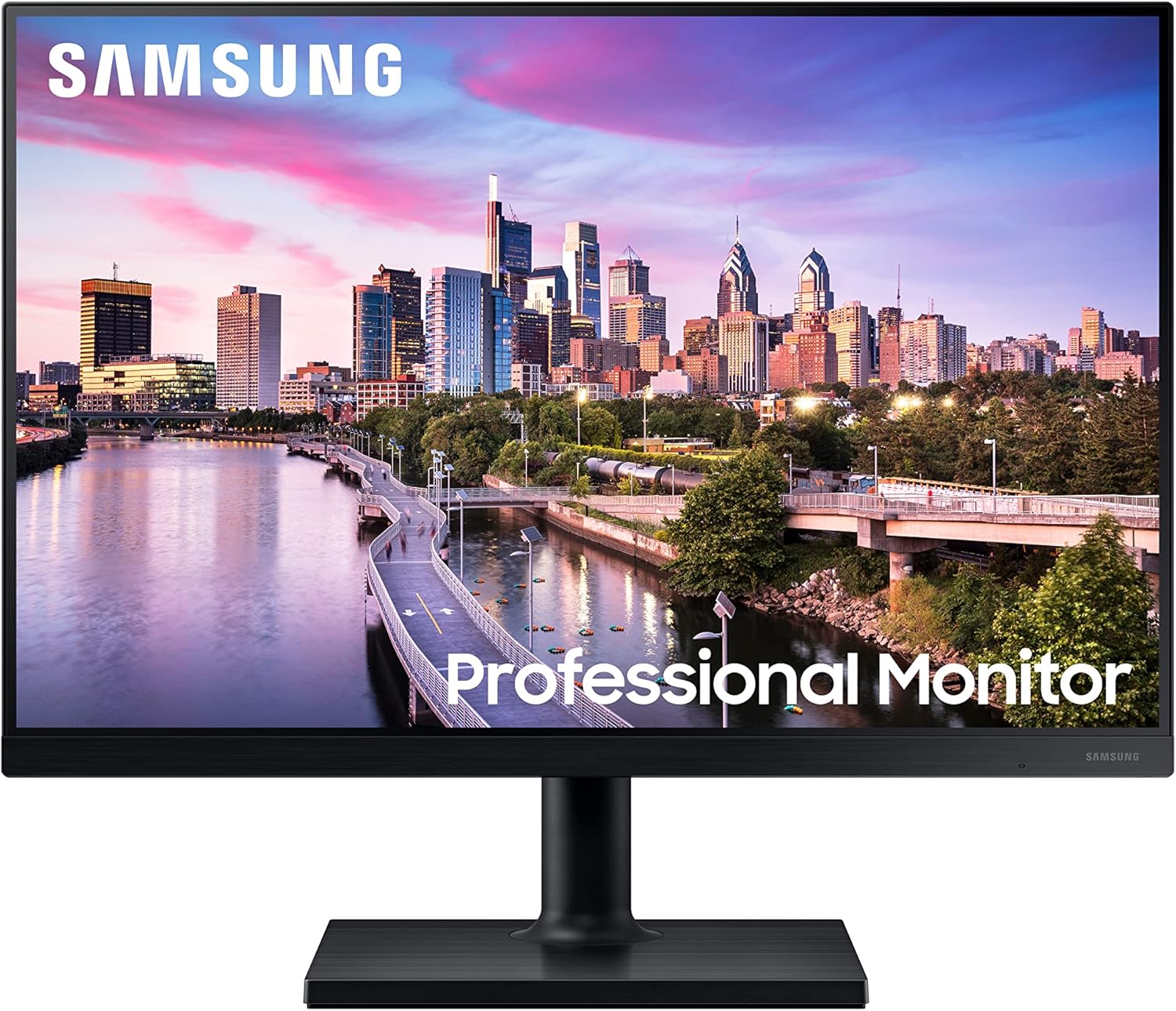 SAMSUNG FT45 Series 24-Inch FHD 1080p Computer Monitor, 75Hz, IPS Panel, HDMI, DisplayPort, USB Hub, Built-in Speakers, Height Adjustable Stand, 3 Yr WRNTY (LF24T450FZNXGO),Black