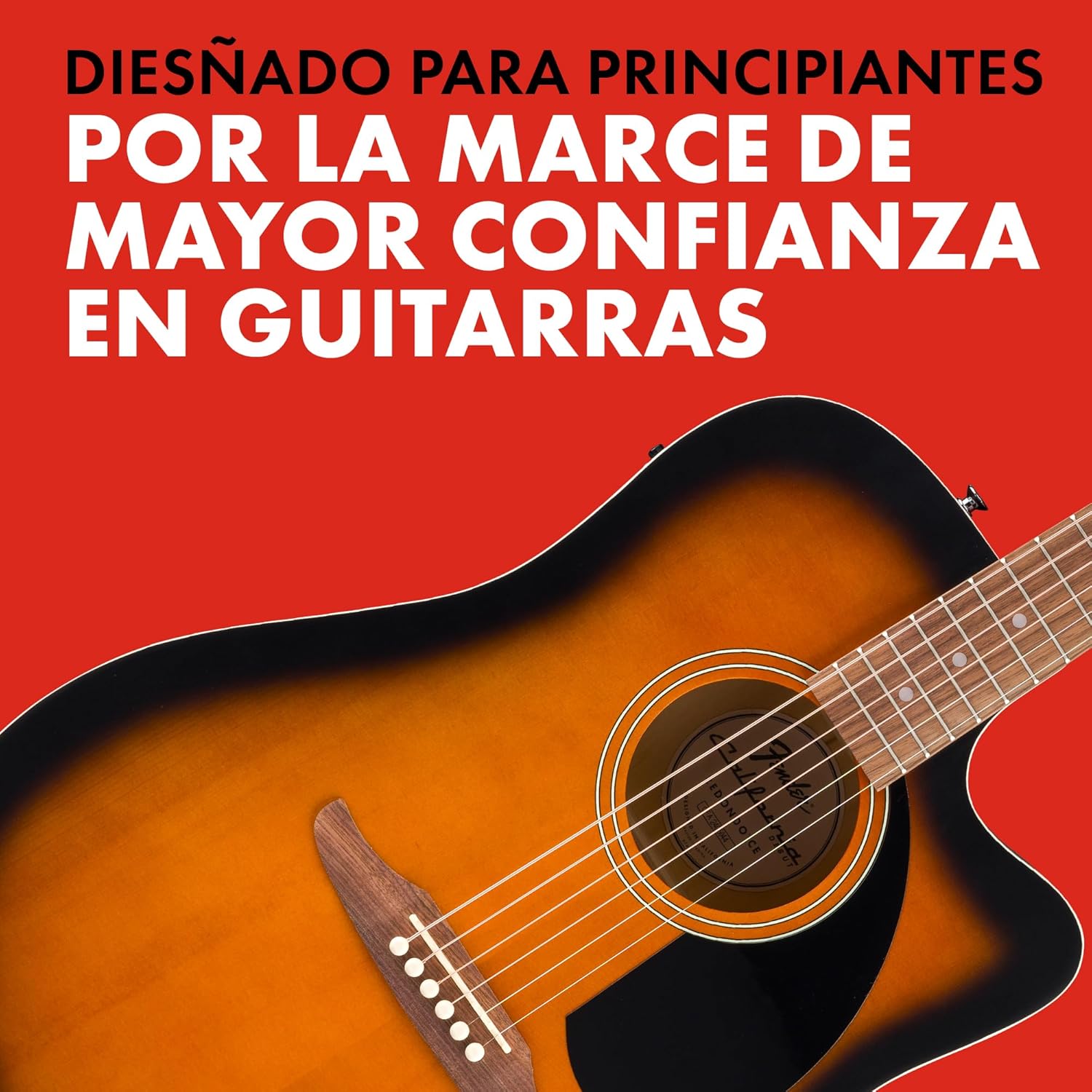 Fender CA Debut Guitarra Redondo Dreadnought CE Acústica, Guitarra para Principiantes, con 2 Años de Garantía, 2 Tone Sunburst