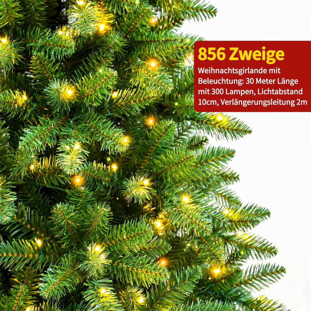 Árbol de Navidad de 180 cm - Abeto artificial robusto - Hojas, ligero y fácil de montar - Árbol de Navidad exuberante con base de metal y 800 piñones decorativos 