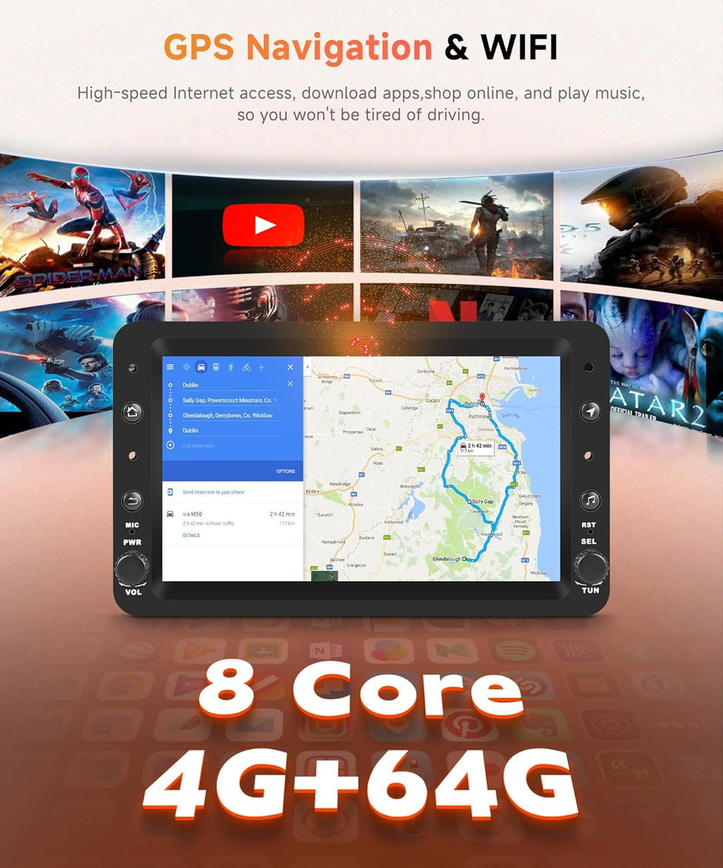 8Core 4G+64G Wireless Carplay Android Car Radio for Alfa Romeo 159 2004-2011 Brera Spider Sportwagon 7 Inch Car Radio with Android Auto GPS Navi WiFi Bluetooth FM/RDS DSP/SWC Rear Camera