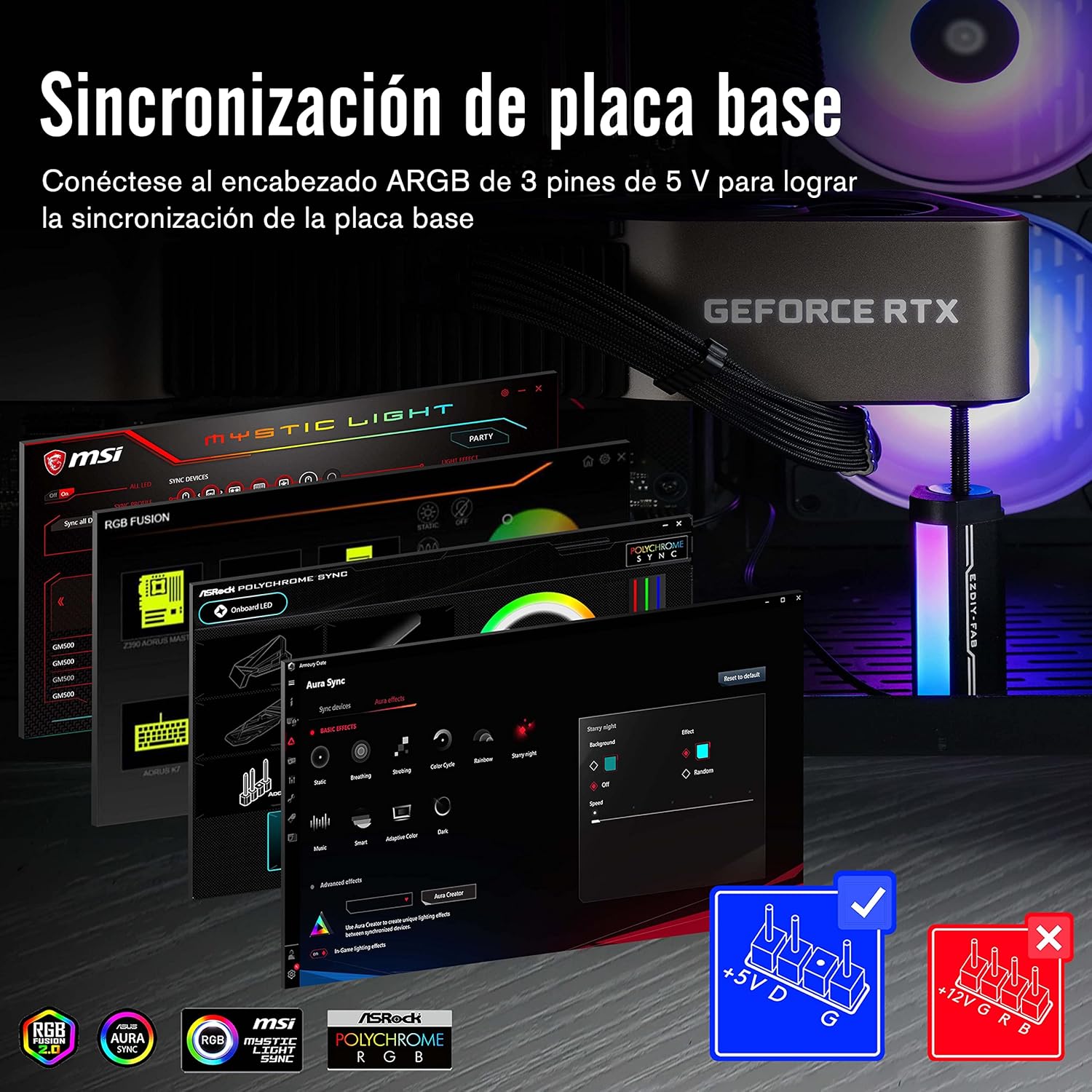 EZDIY-FAB Suporte de suporte de GPU, 5 V 3 PIN ARGB placa gráfica GPU brace suporte altura ajustável, suporte de Sag/capa para cartão de vídeo