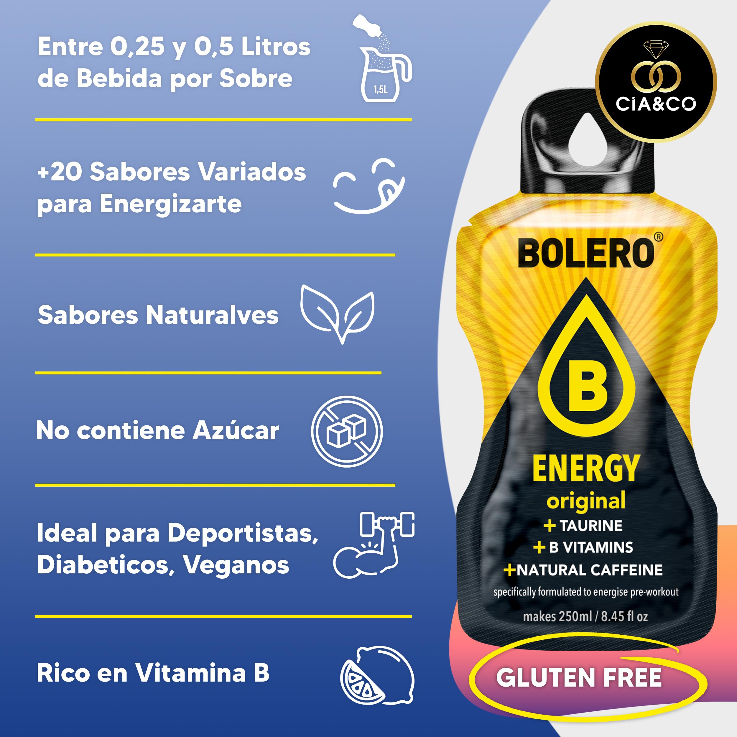 57 x Bolero Drinks MIX VARIETY FLAVORS (57x9 grs) - Healthy and Natural Hydration - Water Alternative with Vitamin C and Stevia Extract + 50 Healthy Nuggets Cia&Co