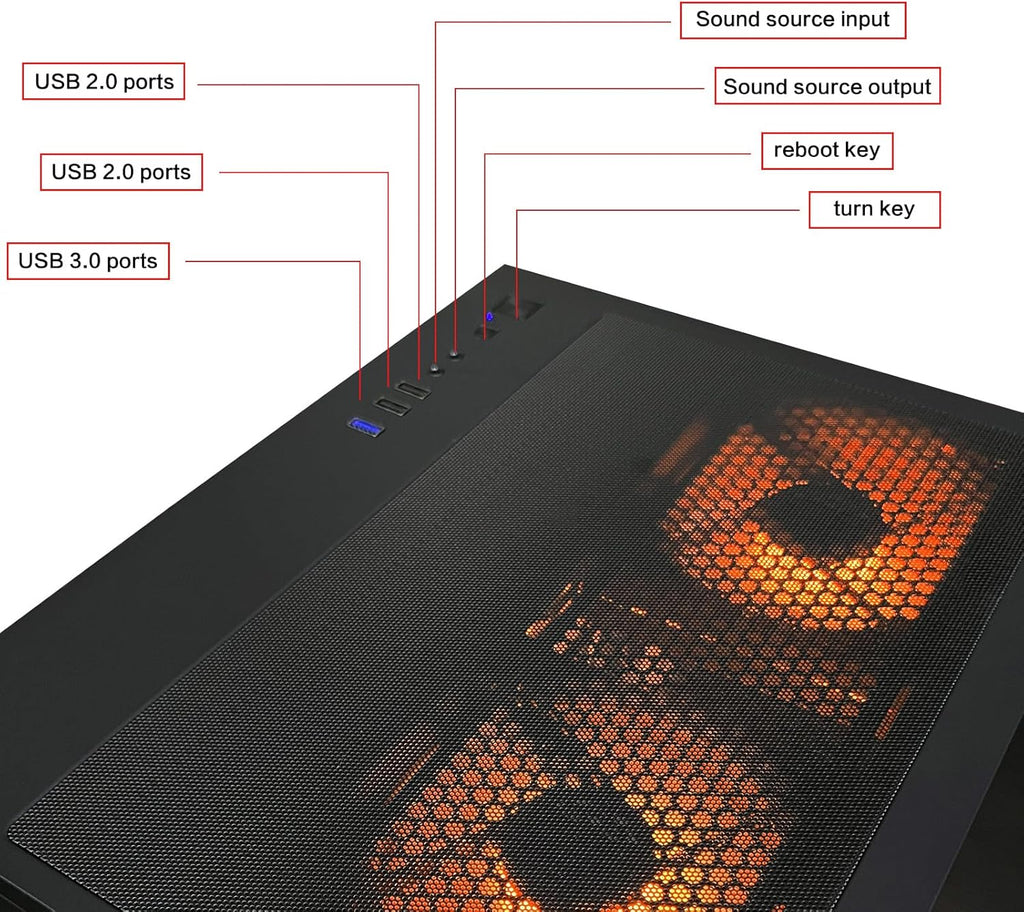 Gaming PC Desktop Computer,Core i5 14400F Gaming Computer RTX 5060 GDDR7,32GB RAM 1TB SSD,ARGB Fan,Prebuilt Gaming PC Tower for Office