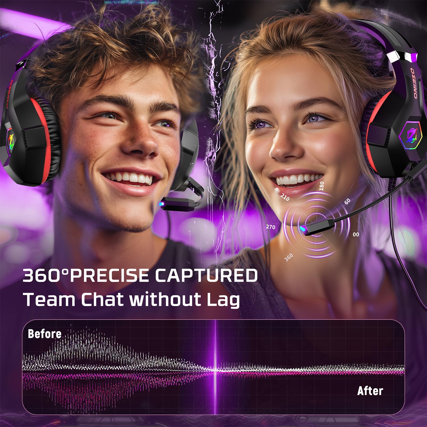 Gaming headset, gaming headset with rotating microphone, RGB light, premium stereo, lightweight comfortable earmuffs, for PS4 PS5 Xbox PC Switch Tablet Laptop 