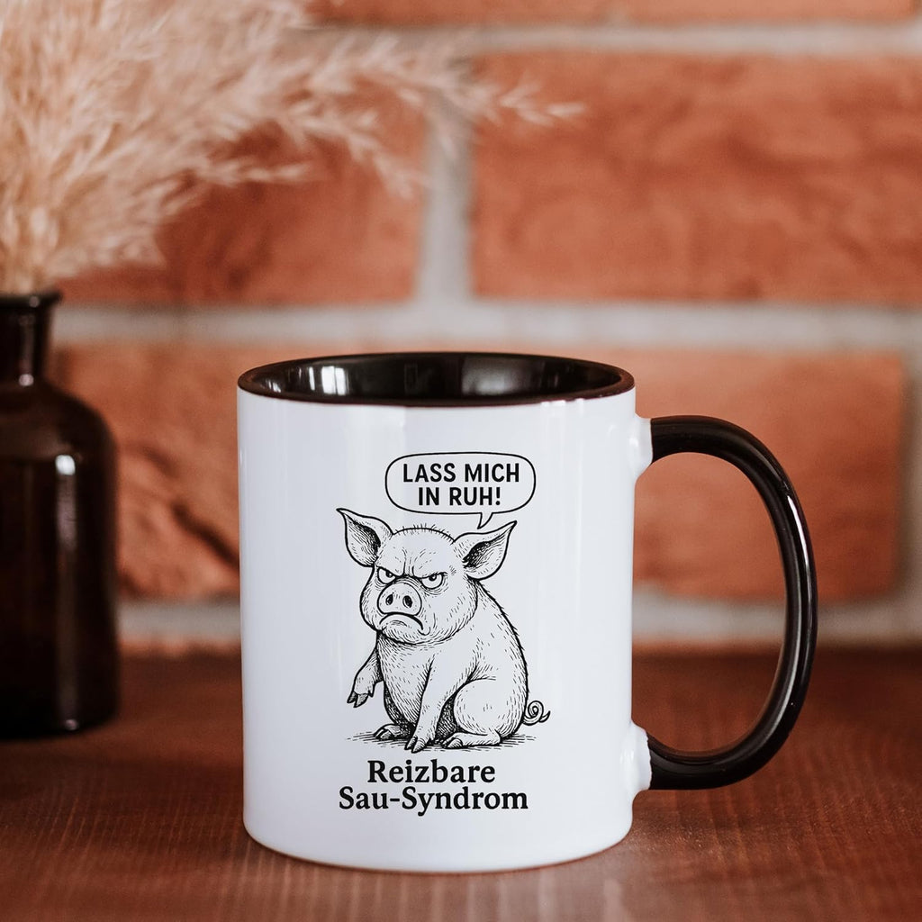 Jungle Mug Caneca divertida com porco | Caneca com síndrome de cerda irritável | Presente divertido para colegas, homens, mulheres, escritório, café e humor