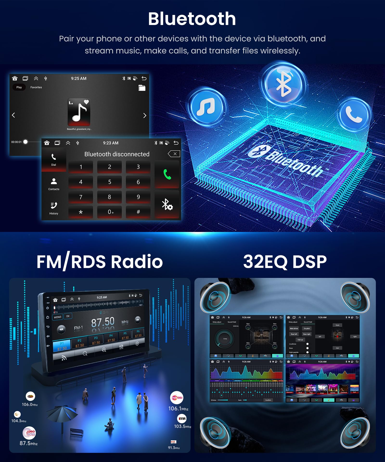 4G+64G Wireless Carplay Android 13 Car Radio 2 DIN for Toyota AURIS 2006-2011 10.1 Inch Car Radio with Android Auto GPS Navi WiFi Mirror Link Bluetooth FM/RDS/32 EQ/SWC Rear Camera