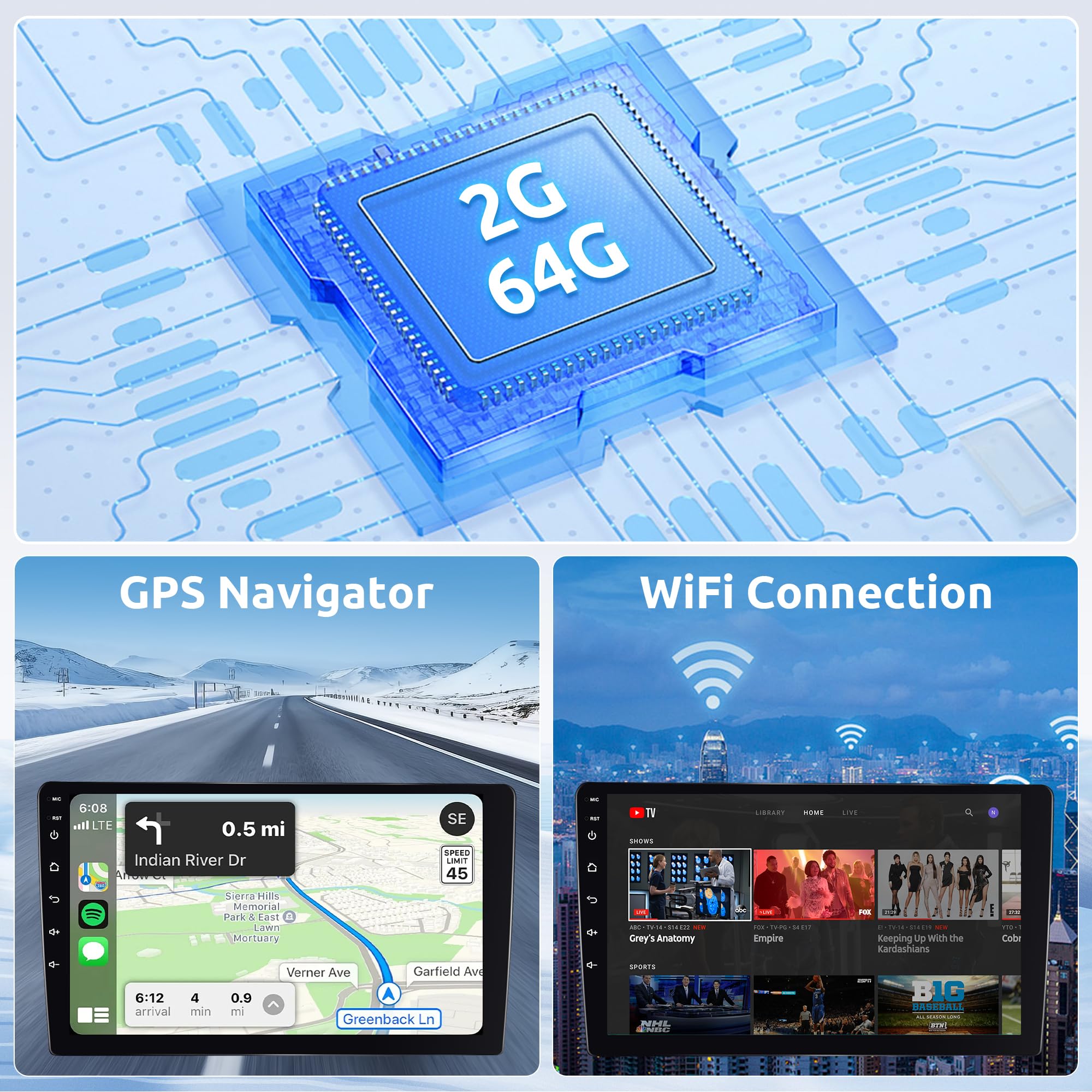 2G+64G Wireless Carplay Android 13 Car Radio 2 Din for Peugeot 2008 208 2012-2018 with Android Auto GPS Navi WiFi 10.1 Inch Car Radio with Bluetooth FM/RDS Radio USB/EQ/SWC Rear Camera