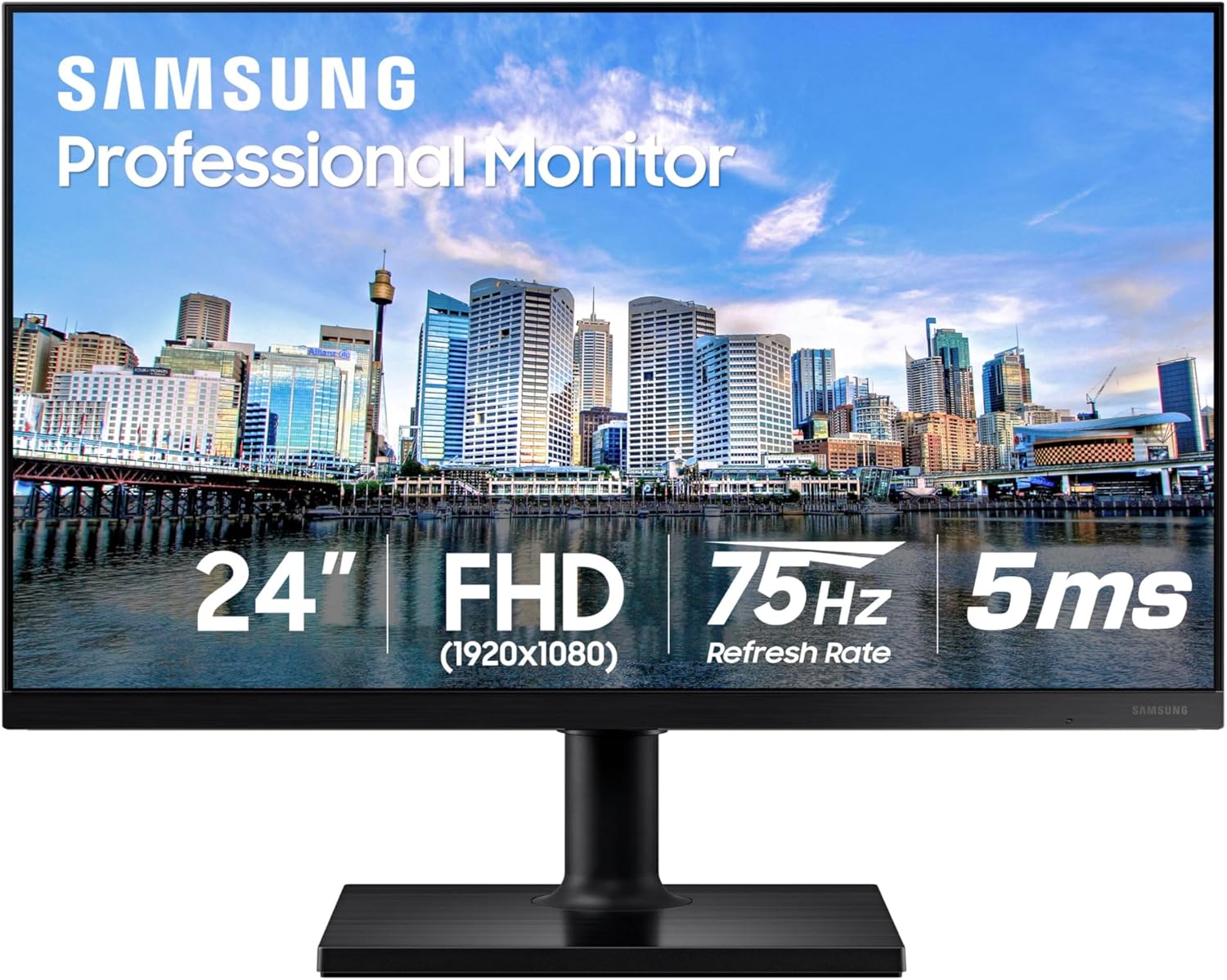 SAMSUNG FT45 Series 27-Inch FHD 1080p Computer Monitor, 75Hz, IPS Panel, HDMI, USB Hub, Height Adjustable Stand, 3 Yr WRNTY (LF27T450FQNXGO),Black