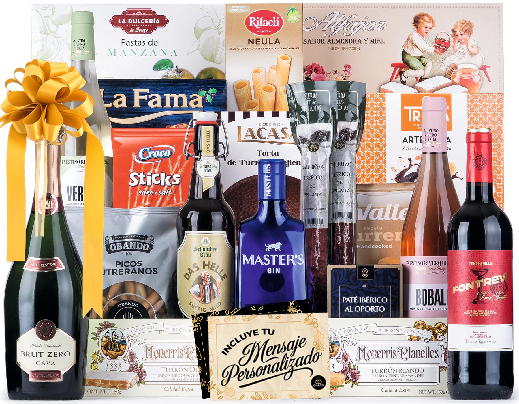 Gourmet Christmas Basket 2025 (Lot 201) · With Wine, Brut, Sweets and Sausages · Includes Customizable Card · Corporate, Family or Personal Gift · Ideal to Surprise This Christmas