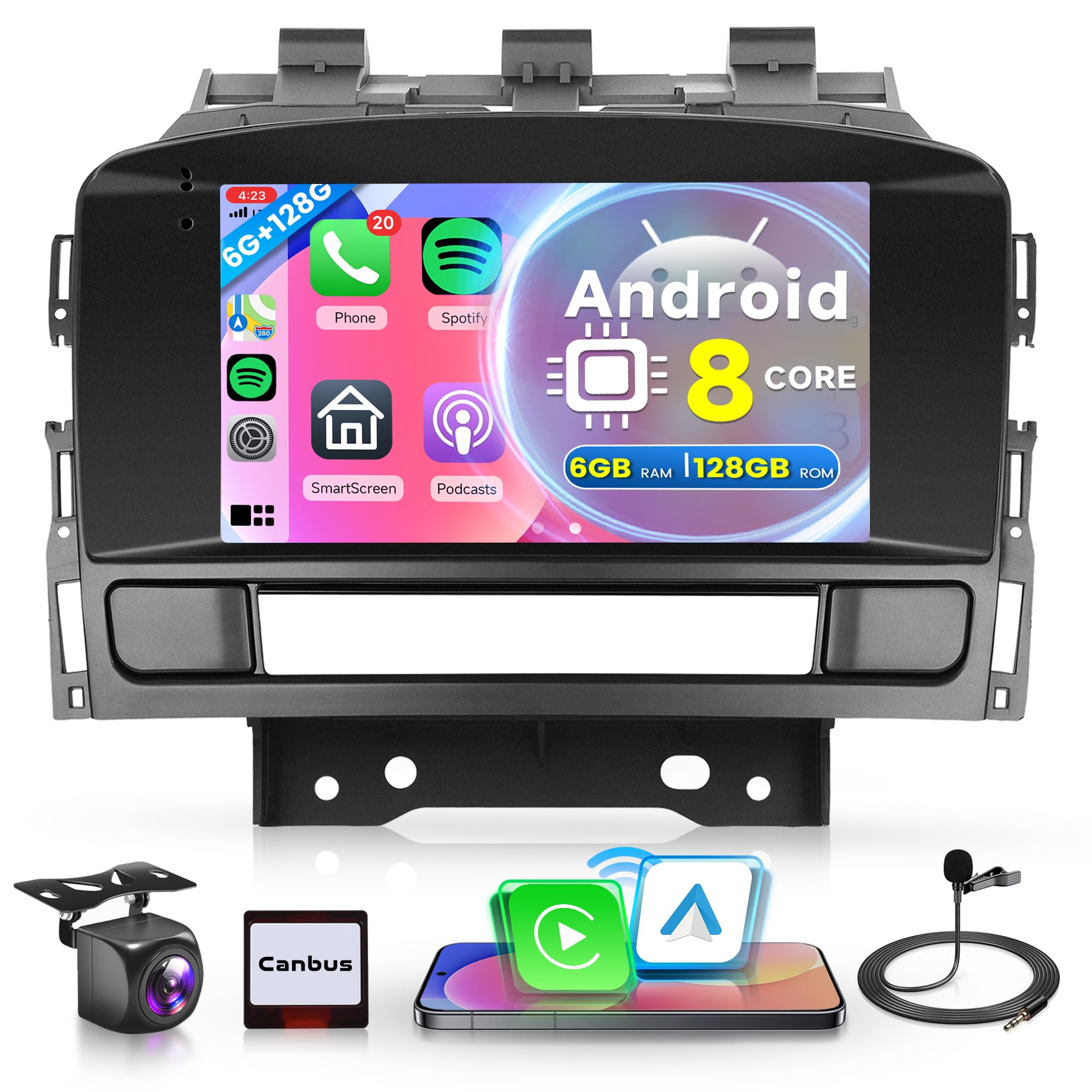 2G+64G Carplay Android Car Radio for Opel Astra J/Buick Excelle GT XT 2010-2014 7 Inch Car Radio 2 Din with Android Auto GPS Navi WiFi Mirror Link Bluetooth FM/RDS EQ/USB/SWC Rear Camera