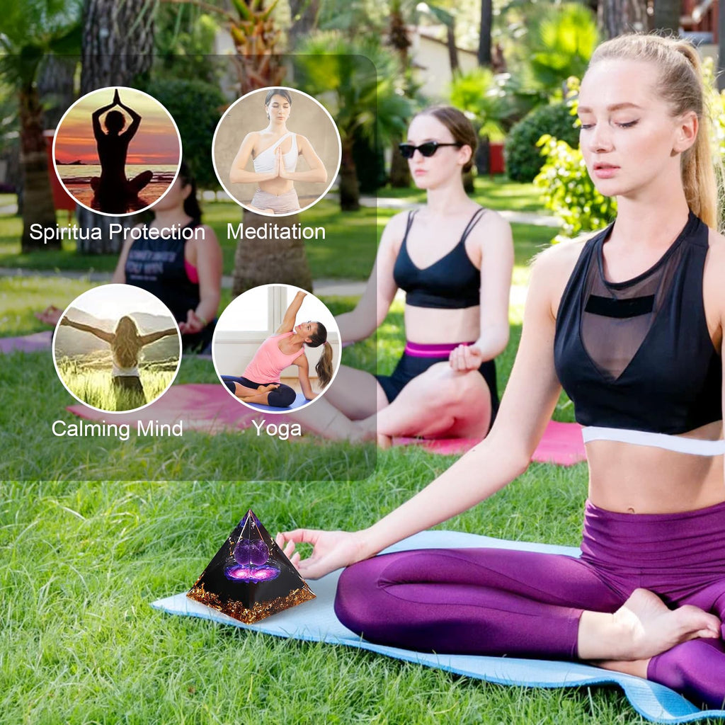 1 Piece Orgonite Authentic Orgonite Pyramid Orgonite Pyramid 3D Resin Pyramid Craft Crystal Crushed Stone Decoration Desk Living Room Bedroom Office