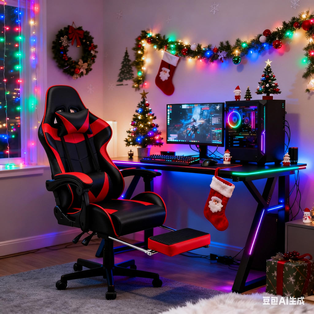 Silla gamer Soontrans con masajeador, reposapiés y reposacabezas, ergonómica, cojín de masaje lumbar, transmisión en vivo de YouTube y PlayStation (azul) 