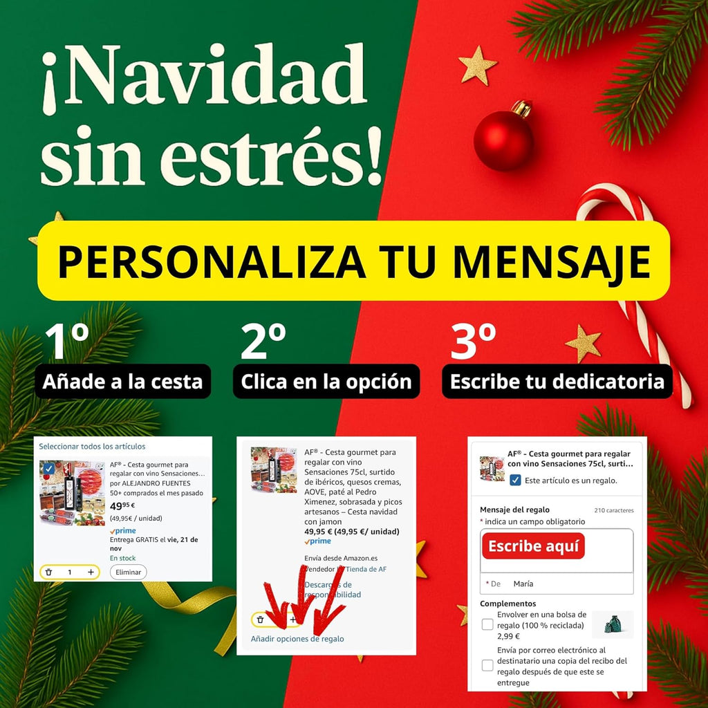 AF - Cesto gourmet para oferecer com vinho sensações de 75 cl, variedade de ibéricos, queijos cremes, OVE, patê de Pedro Ximenez, sobrasada e picos artesanais, cesta de Natal com presunto