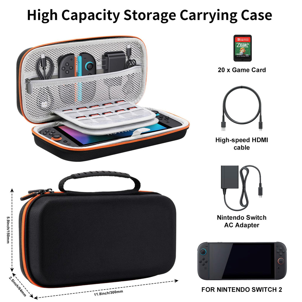 Lmcpa Funda para Consola Nintendo Switch 2 2025, Bolsa de Viaje con 20 Cartuchos de Juego, Estuche Rígido Portátil Protector para Consola 2025 Nintendo Switch 2 Accesorios,
