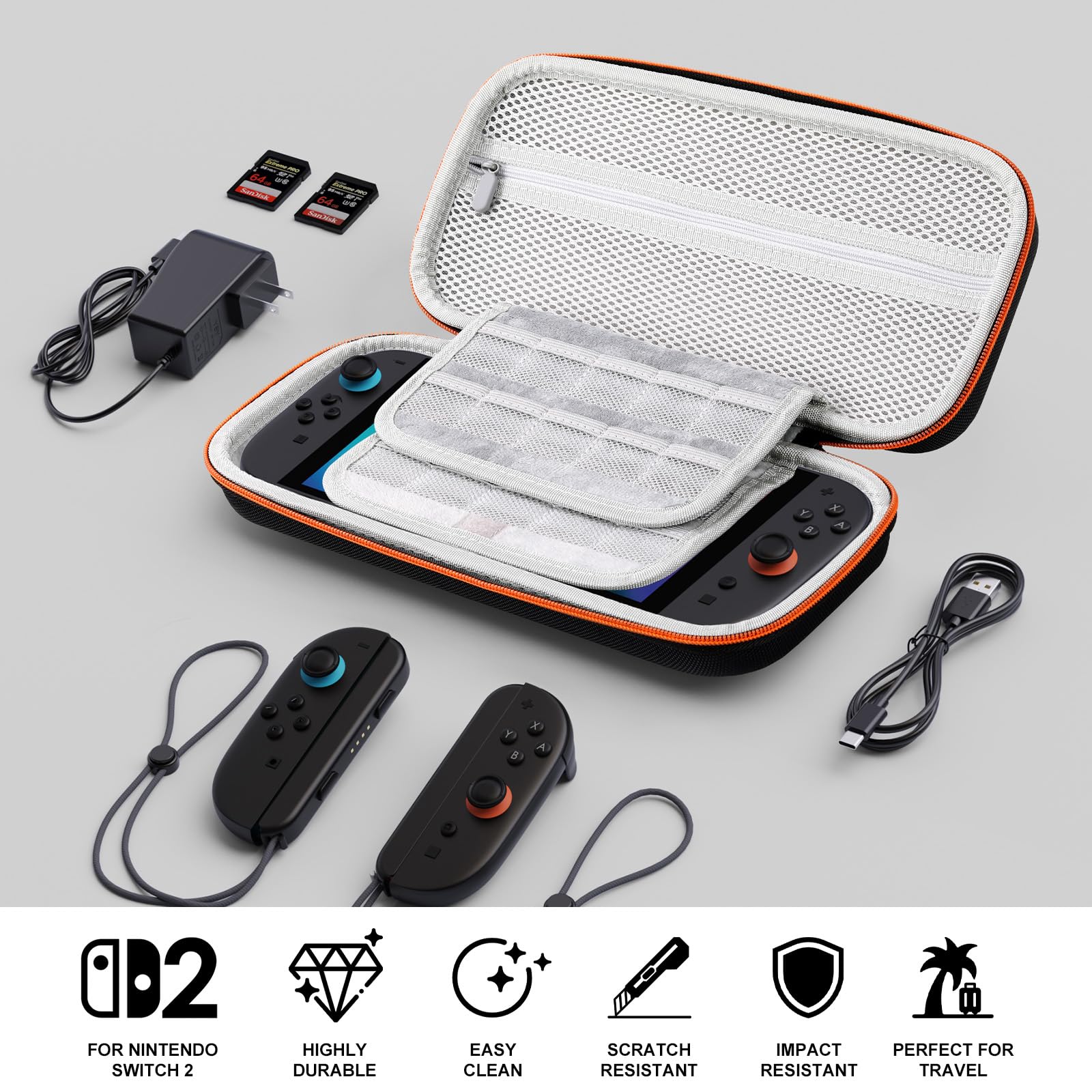 Lmcpa Funda para Consola Nintendo Switch 2 2025, Bolsa de Viaje con 20 Cartuchos de Juego, Estuche Rígido Portátil Protector para Consola 2025 Nintendo Switch 2 Accesorios,