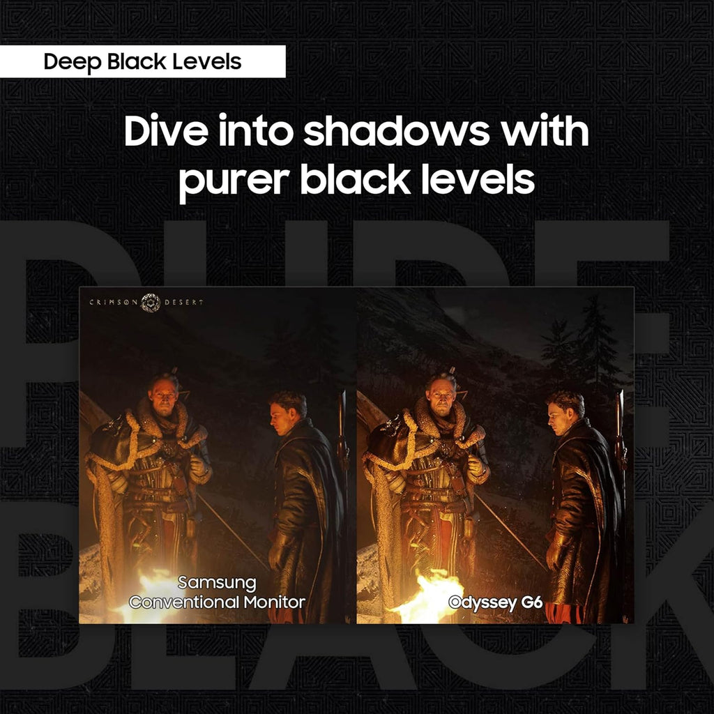 Samsung 27” Odyssey OLED G6 (G60SD) Series Gaming Monitor with QHD & QD-OLED, 360Hz 0.03ms, AMD FreeSync Premium Pro, Anti-Glare, Sleek Design, Cooling System, 3 Year Warranty, LS27DG602SNXZA