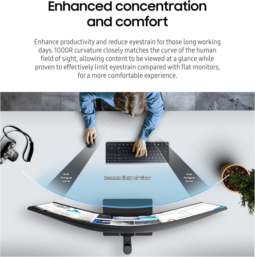 SAMSUNG Viewfinity S65UA Series 34-Inch Ultrawide QHD Curved Monitor, 100Hz, USB-C, HDR10 (1 Billion Colors), Height Adjustable Stand, TUV-certified Intelligent Eye Care (LS34A654UBNXGO),Black