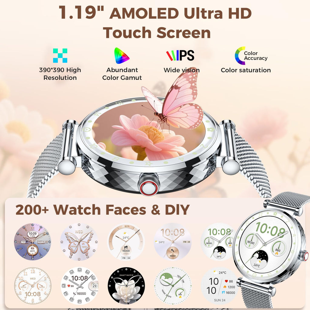 Smart Watch Women, 2025 New Smartwatch Woman with Calls, Smart Watch Menstrual Cycle/Sleep Monitor/SpO2/Pedometer/110+ Sports Modes, IP68 Waterproof Sports Watch for Android iOS