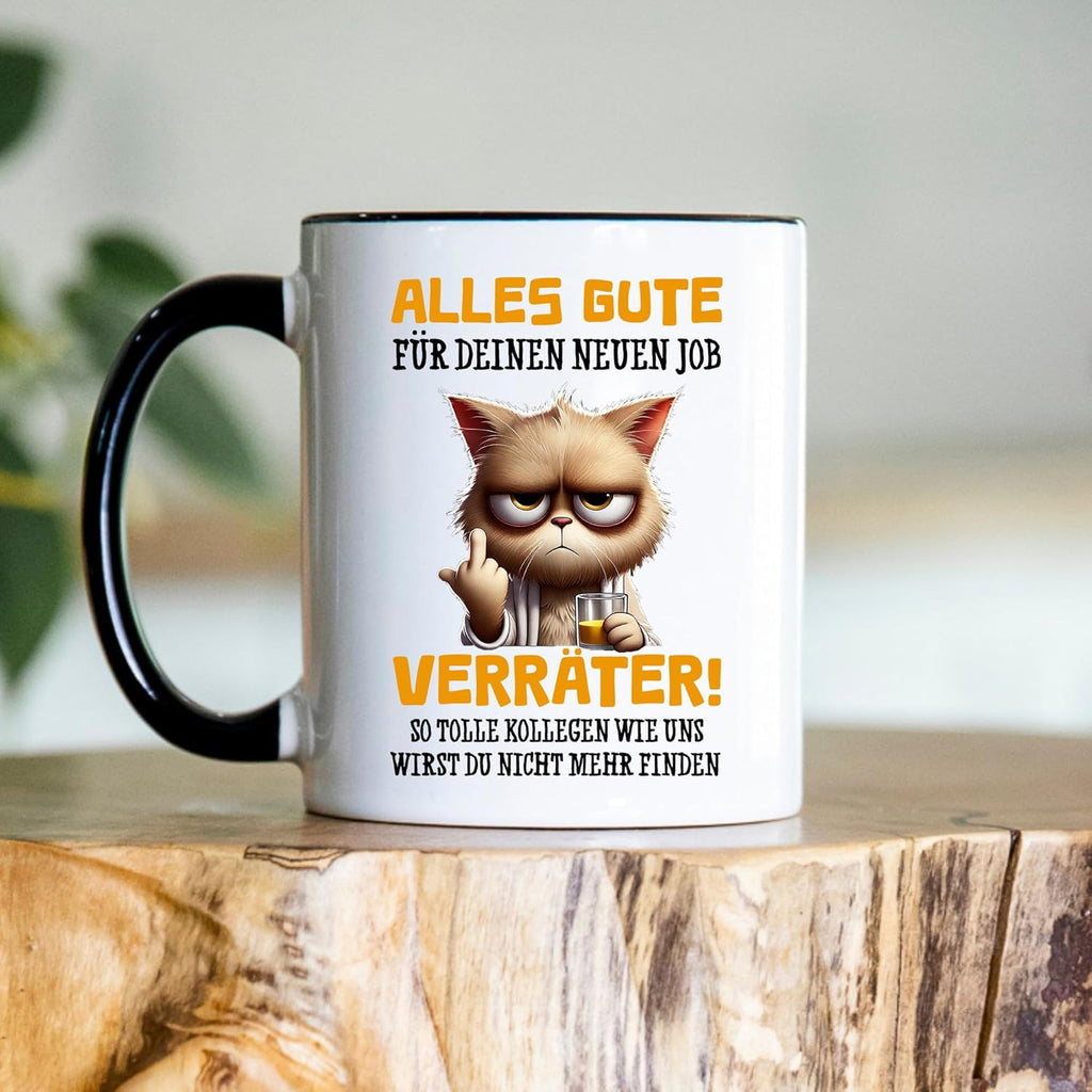Caneca da colega | Caneca com texto em alemão Alles Gute Für Neuen Job Tasse | Lustige Tassen | Abschiesgeschenk Kollegen | Geschenk zum Abschied - Jobwechsel Abschieesgeschenk für Kollegen (Schwarz)