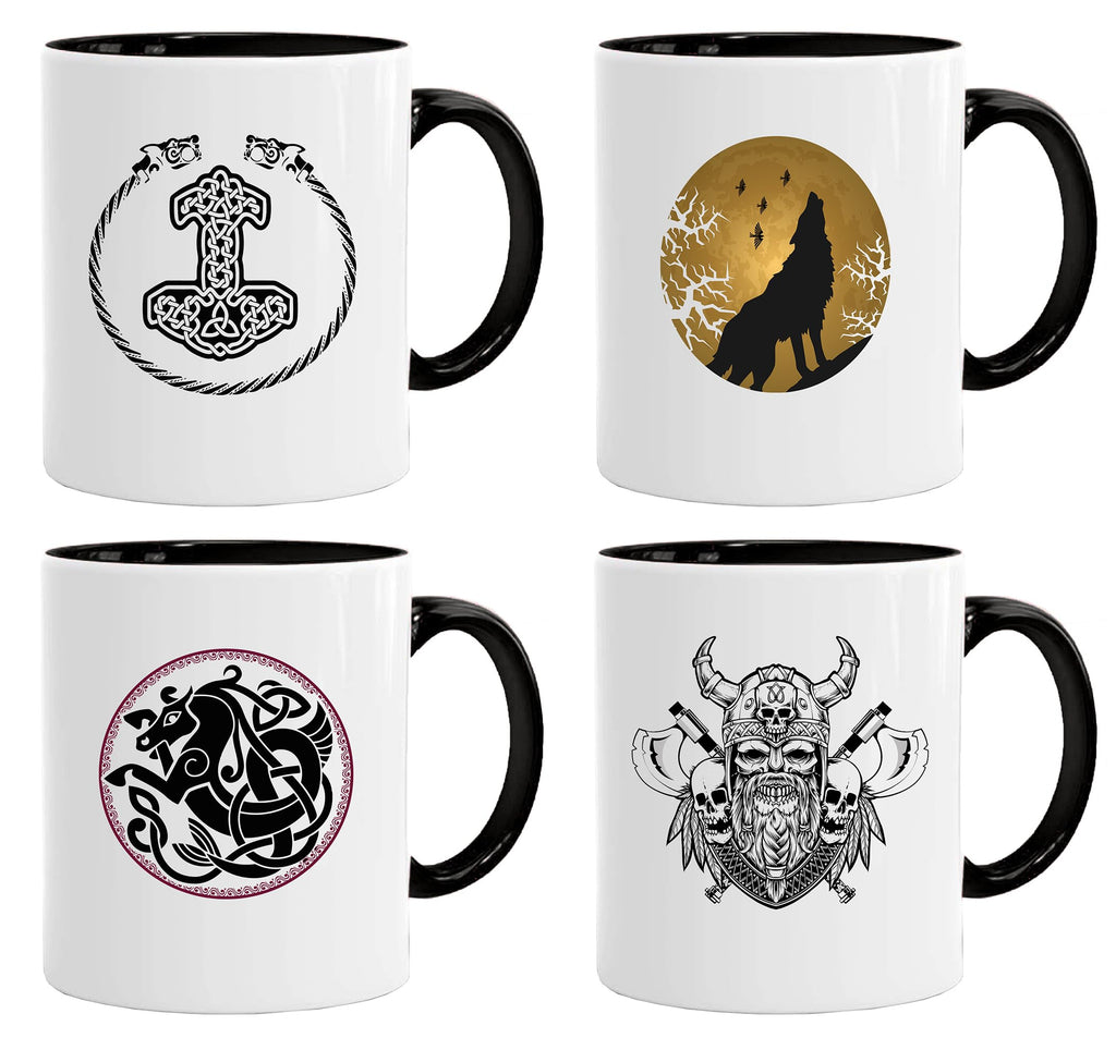 Jungle Mug Caneca Viking nórdica | Caneca de presente para homens idosos, pai, avô, caneca de café, design viking, design de caveira e martelo de Thors (VIKING022)