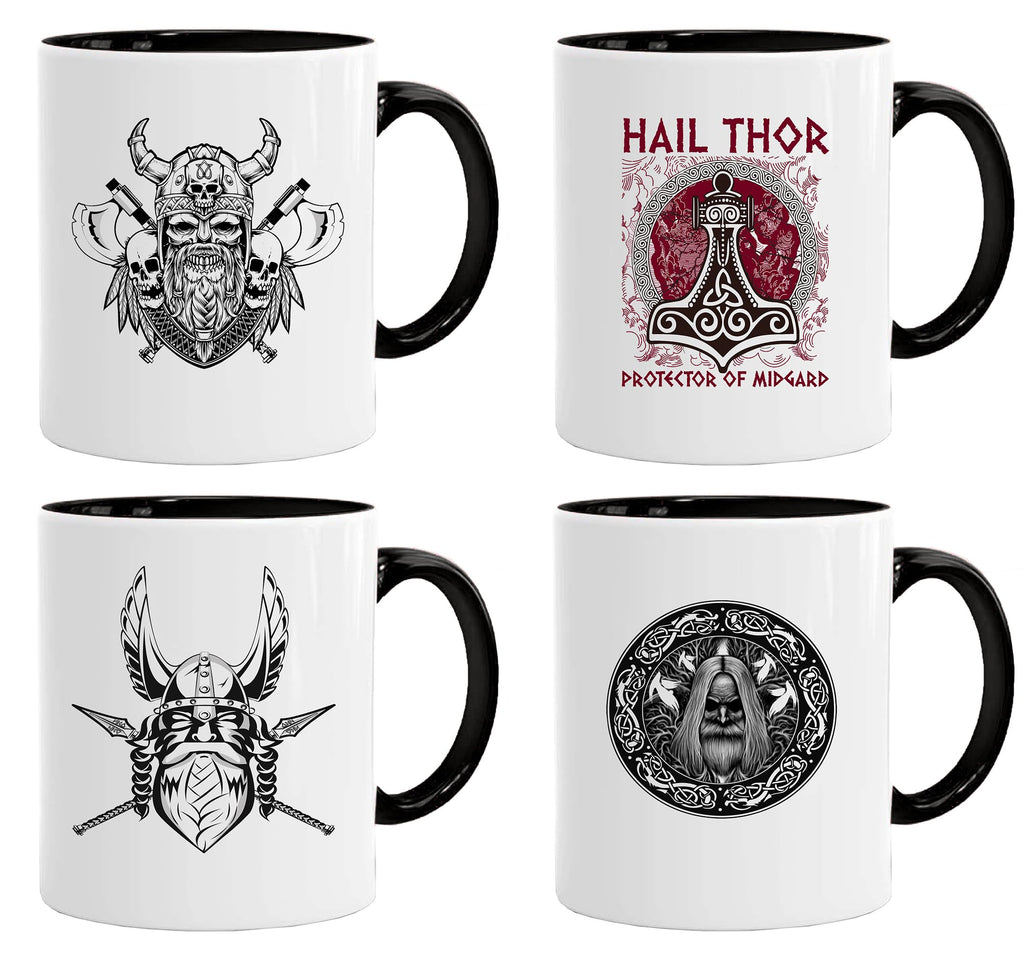 Jungle Mug Caneca Viking nórdica | Caneca de presente para homens idosos, pai, avô, caneca de café, design viking, design de caveira e martelo de Thors (VIKING022)