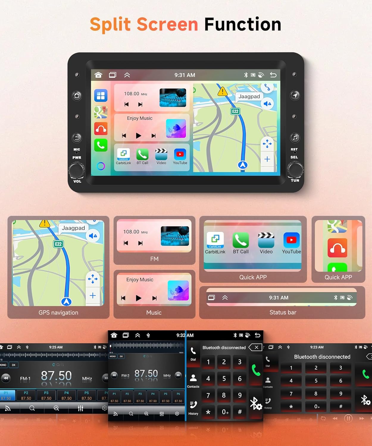 8Core 4G+64G Wireless Carplay Android Car Radio for Alfa Romeo 159 2004-2011 Brera Spider Sportwagon 7 Inch Car Radio with Android Auto GPS Navi WiFi Bluetooth FM/RDS DSP/SWC Rear Camera