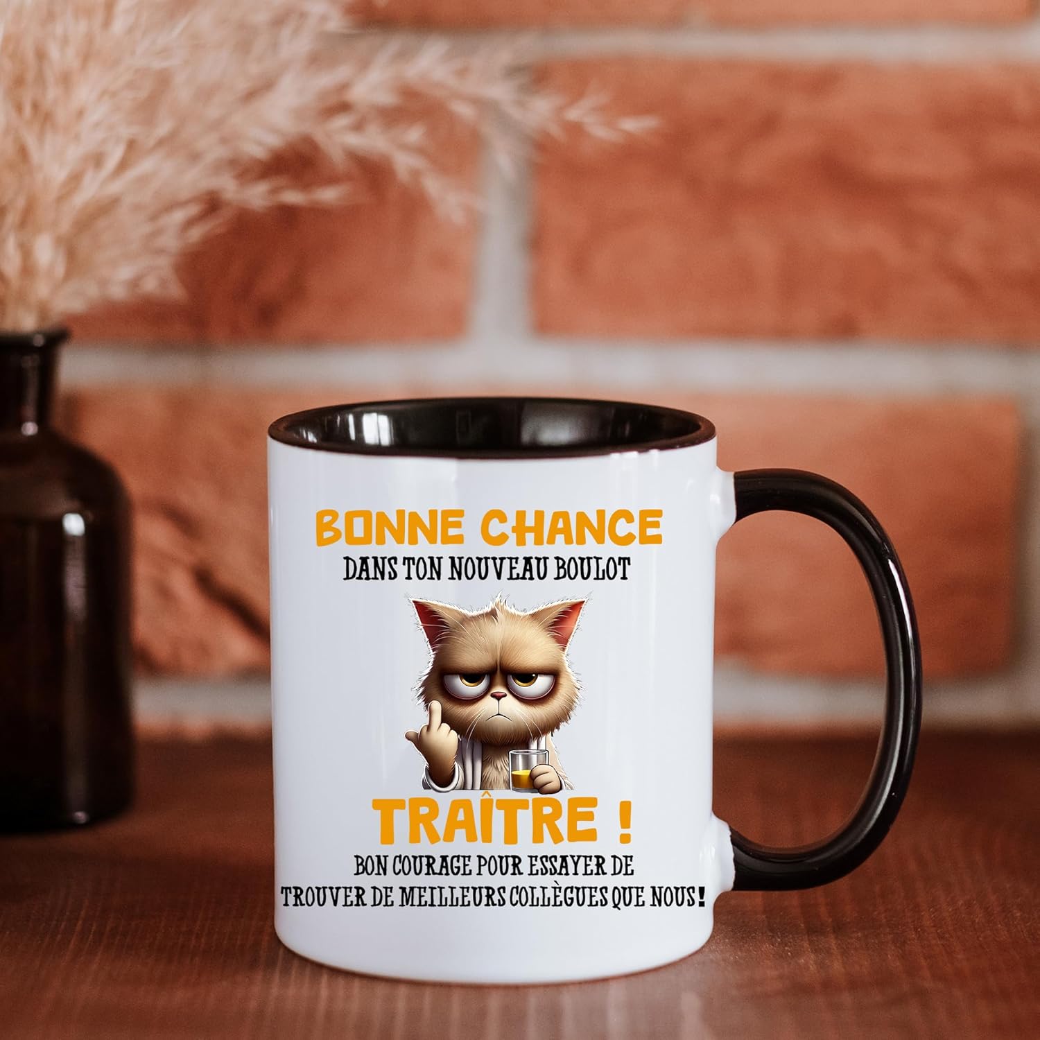 Jungle Mug Caneca do colega | presente divertido de início para colega | Boa sorte traidor! Caneca de humor preto | Caneca de presente para escritório, compatível com máquina de lavar louça e