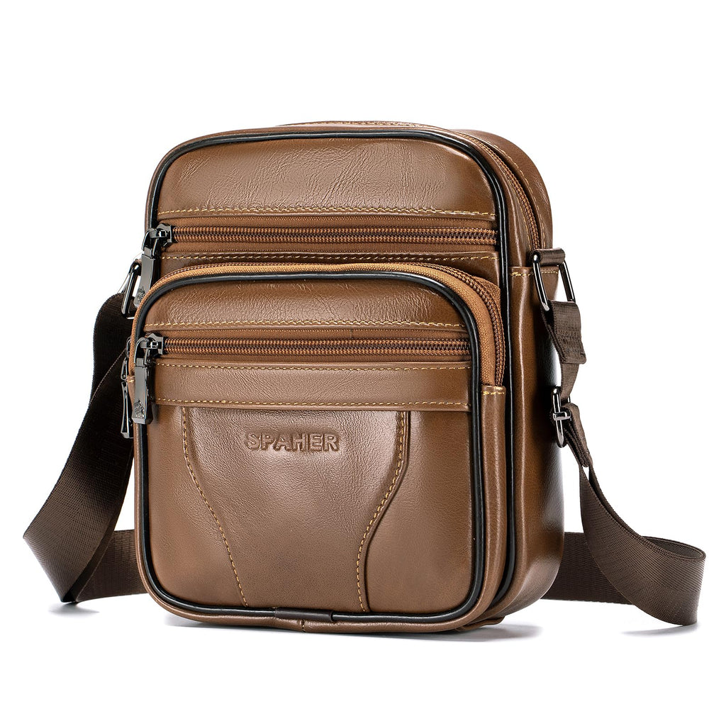 SPAHER - Mala de ombro para homem, tiracolo, de couro versátil, pequena tiracolo, para homem, bolsa, negócios, vintage, mochilas usadas, capas multifuncionais, malas de mão de viagem