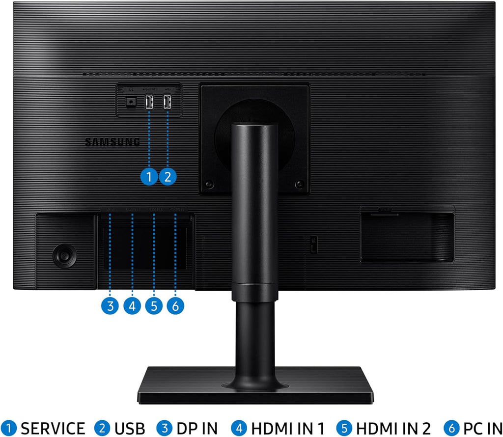 SAMSUNG FT45 Series 24-Inch FHD 1080p Computer Monitor, 75Hz, IPS Panel, HDMI, DisplayPort, USB Hub, Height Adjustable Stand, 3 Yr WRNTY (LF24T454FQNXGO),Black