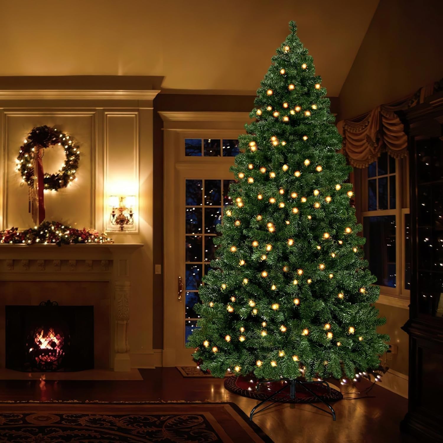 180cm Christmas Tree - Sturdy Artificial Fir Tree - Leaf, Lightweight and Easy to Assemble - Lush Christmas Tree with Metal Base and 800 Pine Nut Christmas Tree Decorations 