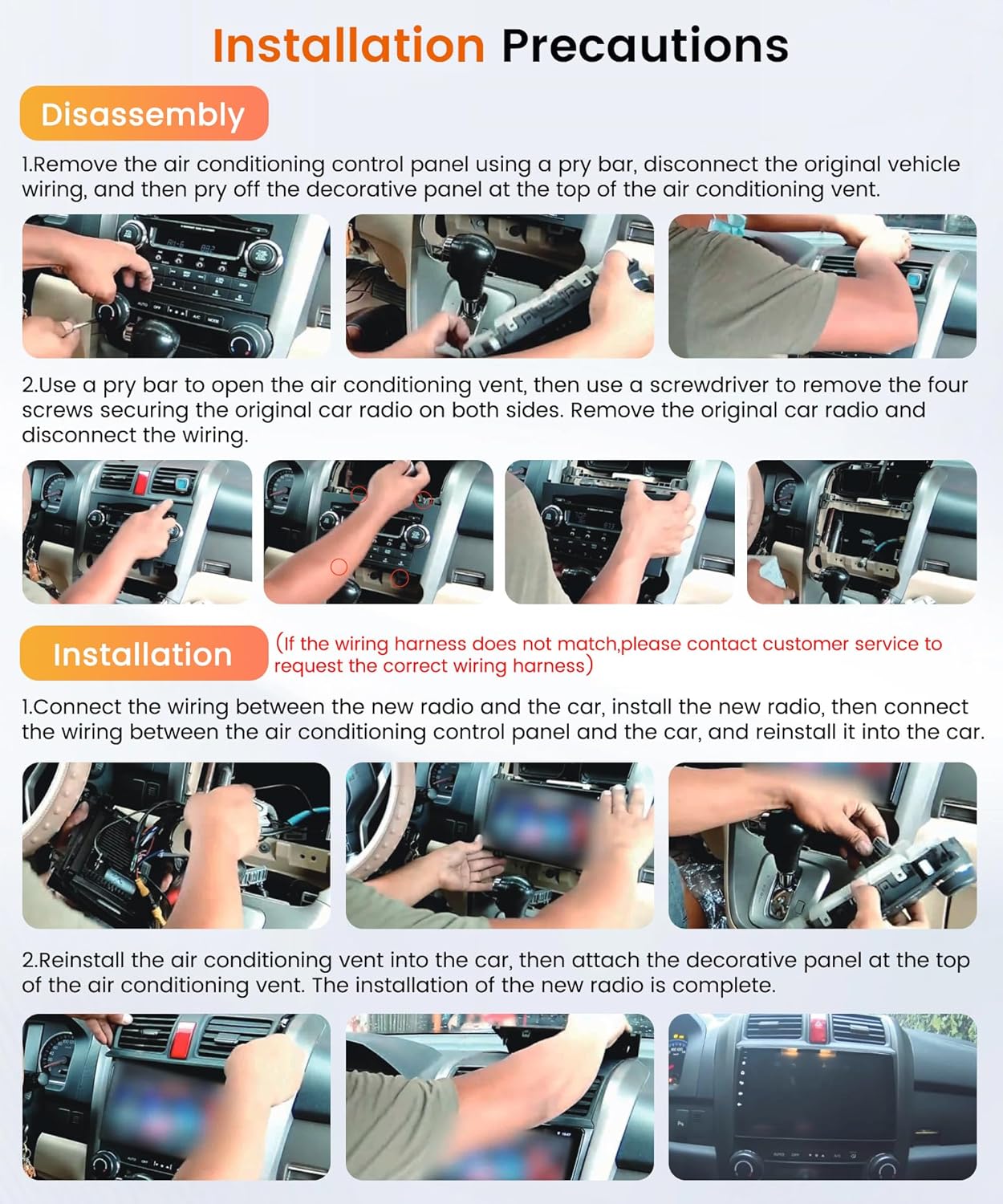 6G+128G 8 Core Inalámbrico Carplay Android Radio Coche para Honda CRV CR-V 3 2007-2011 9 Pulgadas Touchscreen Radio Coche Android Auto GPS Navi WiFi Mirror Link Bluetooth FM/RDS/DSP/SWC Cámara Trasera