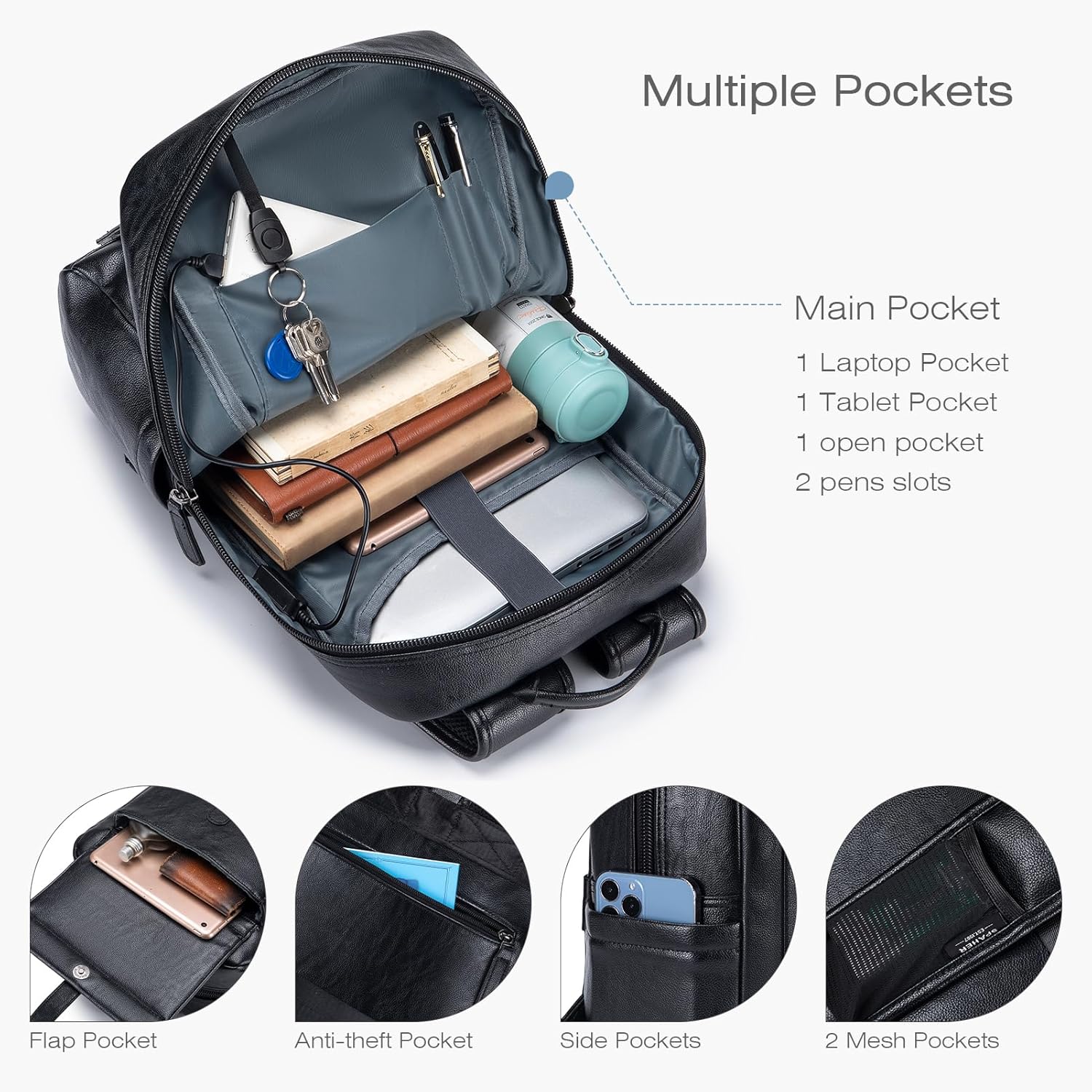 SPAHER Mochila portátil 15,6" mochila de viagem para mulher mochila de transporte impermeável mochila casual unissexo suporte ao ar livre ombro escolar caminhadas bagagem de negócios presente