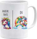 Jungle Mug Caneca com texto em alemão Andere Tía vs Du | Tia Geschenk für Frauen casamento Hochzeit | Geschenkidee Frau Geburtstag Weihnachten Patentante Familie Kaffee-Becher (Weiß-)