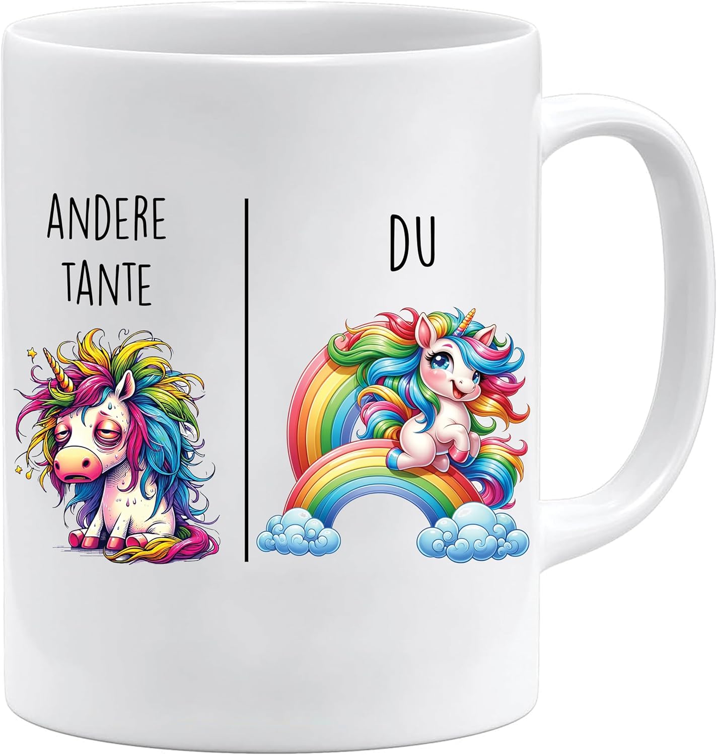 Jungle Mug Caneca com texto em alemão Andere Tía vs Du | Tia Geschenk für Frauen casamento Hochzeit | Geschenkidee Frau Geburtstag Weihnachten Patentante Familie Kaffee-Becher (Weiß-)